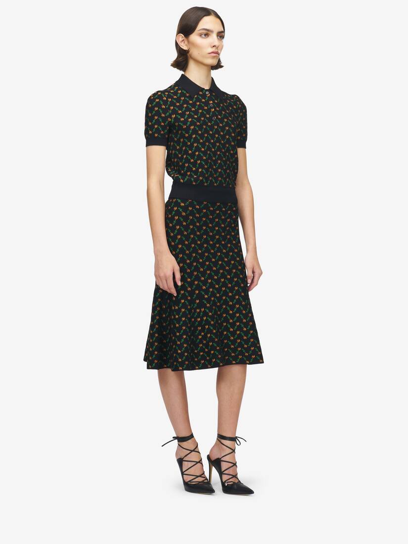 Blumen-Jacquard-Poloshirt