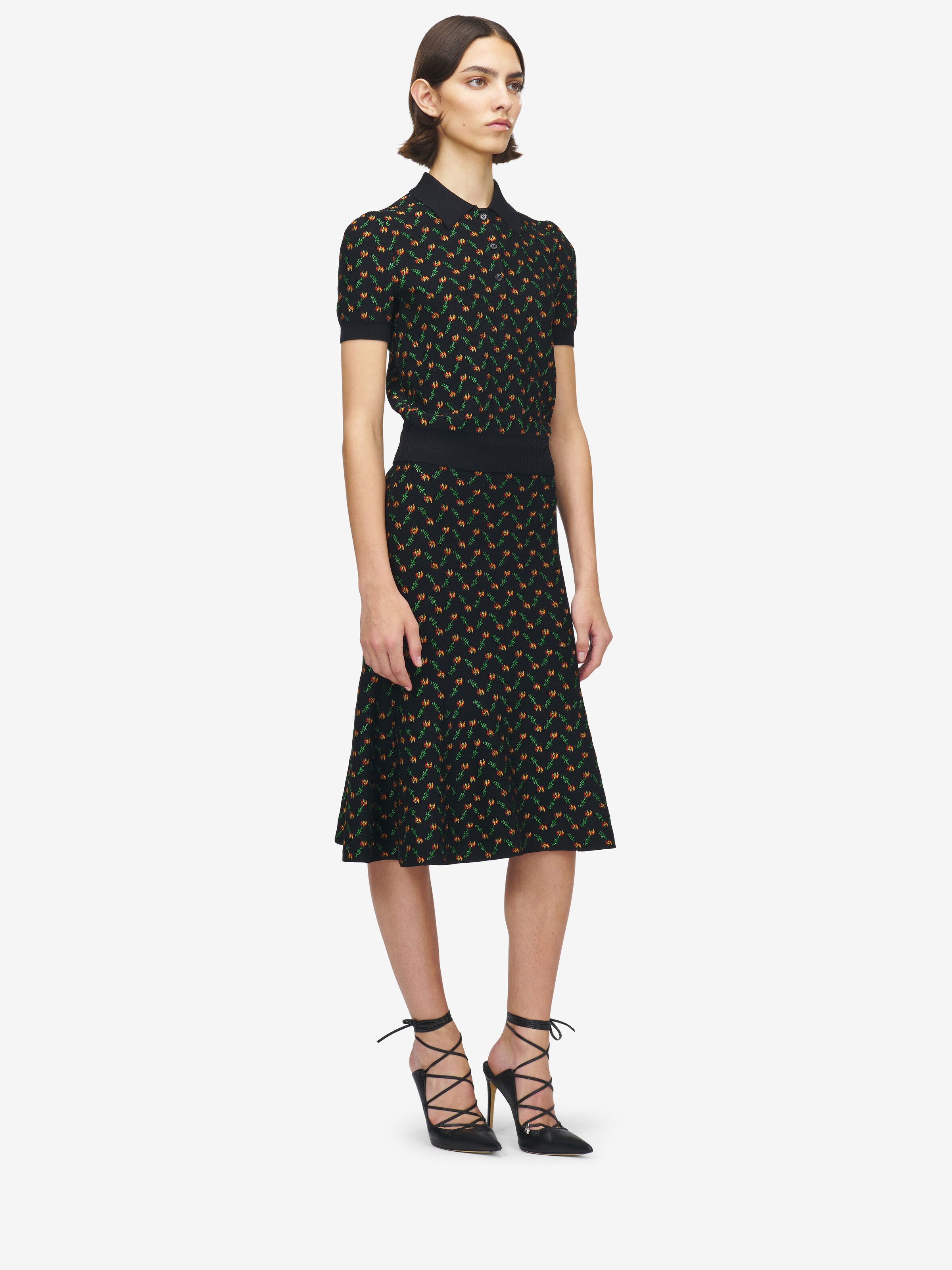 Blumen-Jacquard-Poloshirt