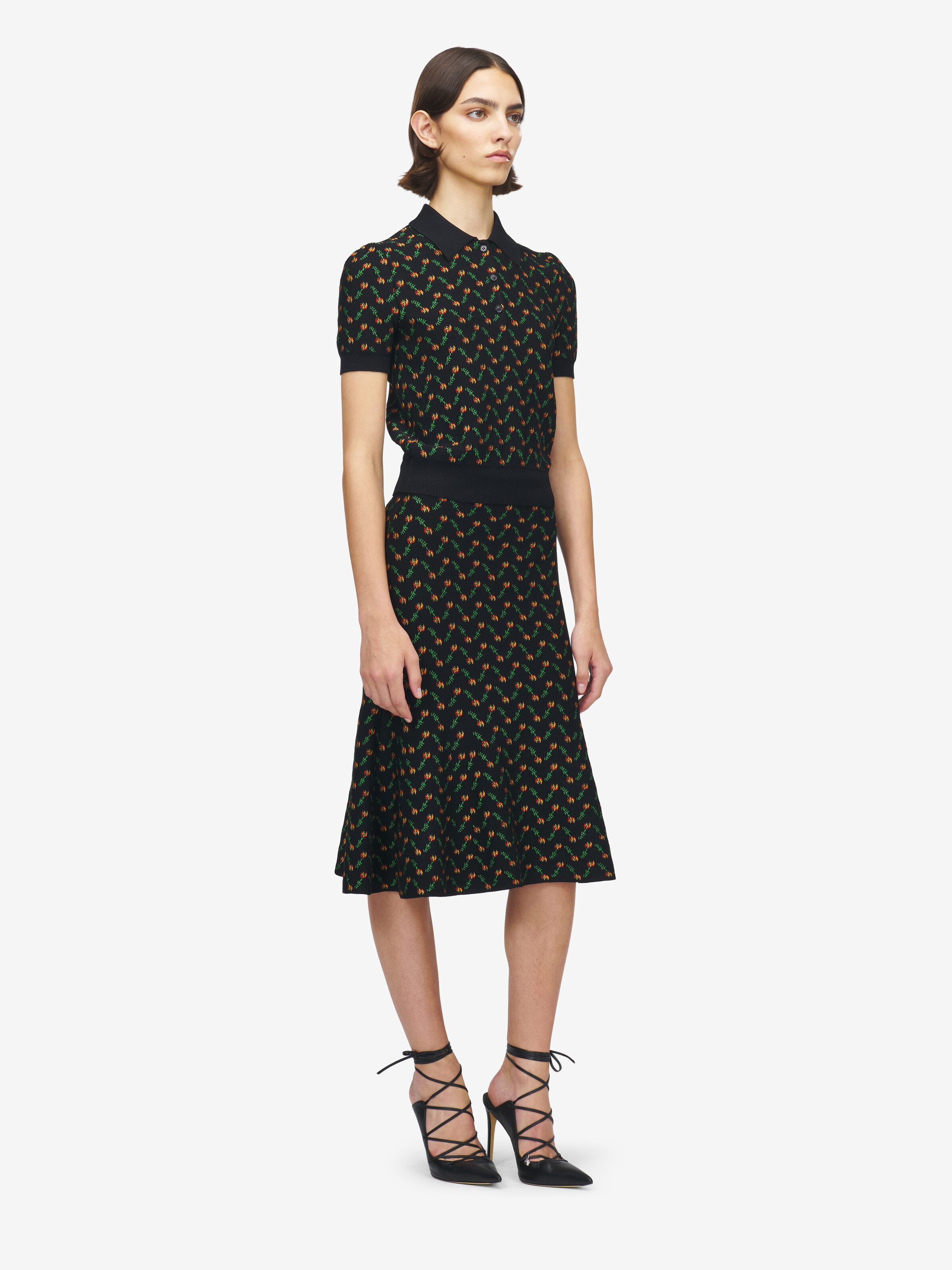 Polo en jacquard fleuri