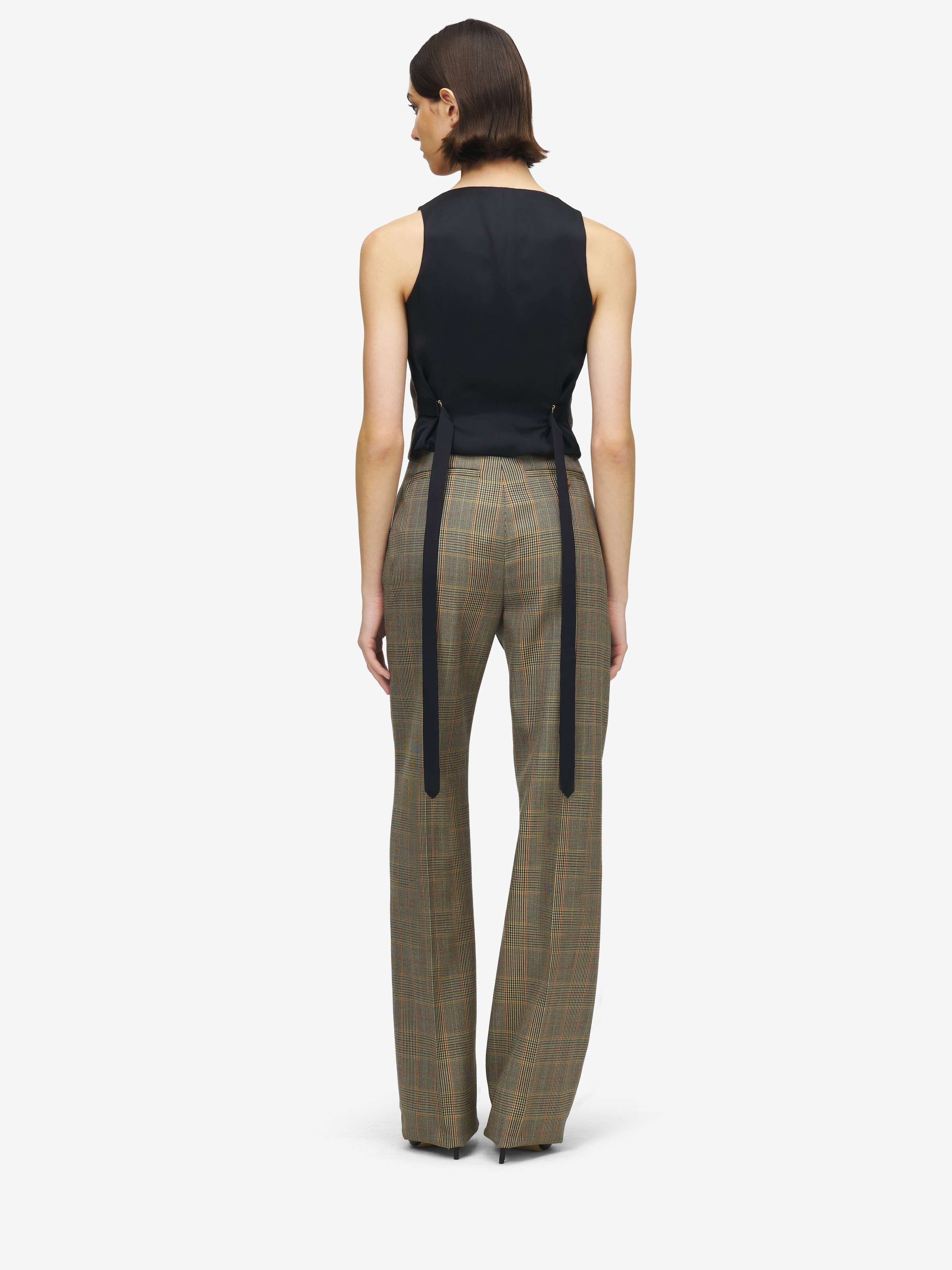 High-waisted Country Check Tailored Trousers