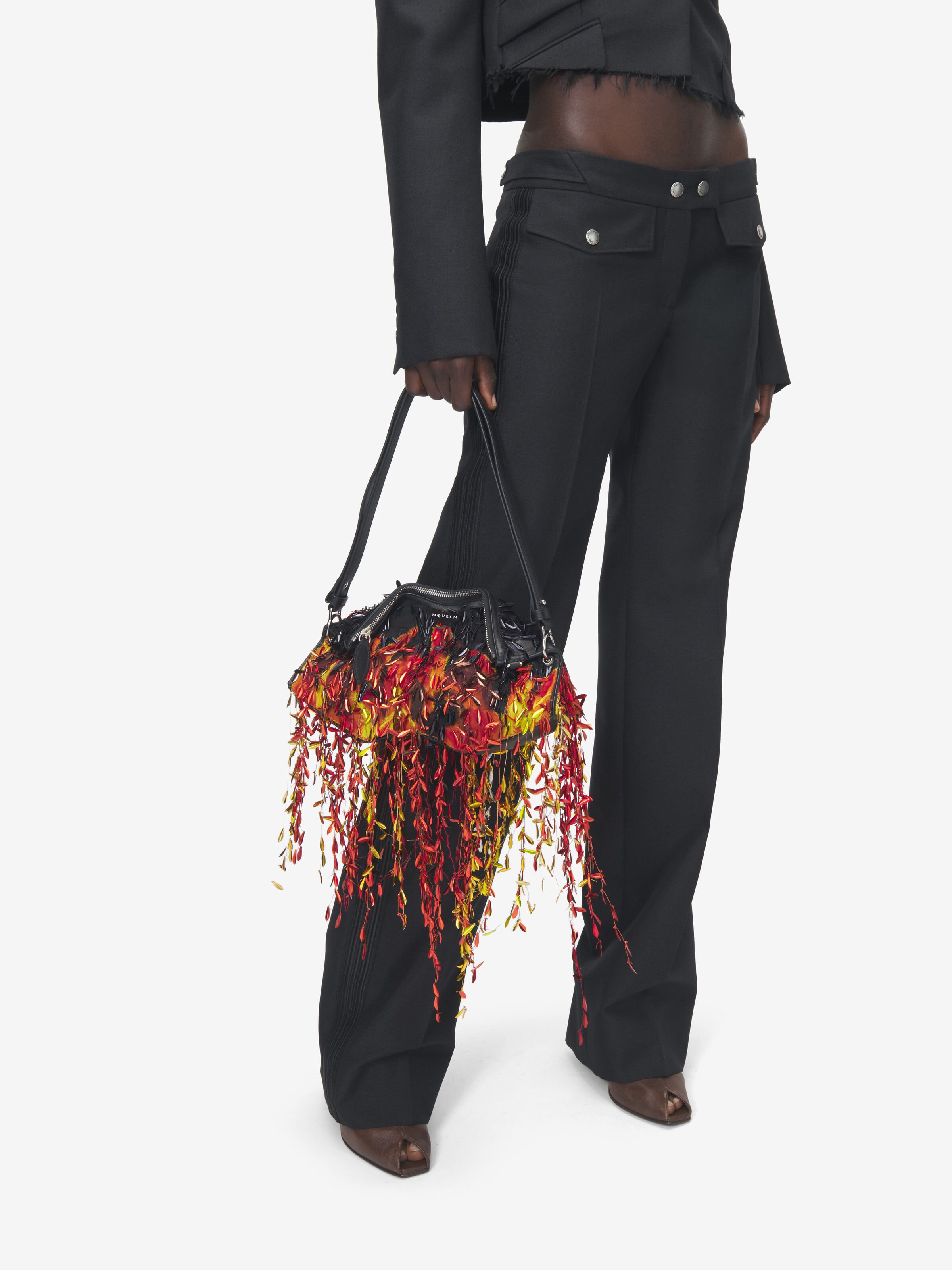 Women's Manta Clutch in Black/Red/Orange in Calf Leather | Alexander McQueen - image 2