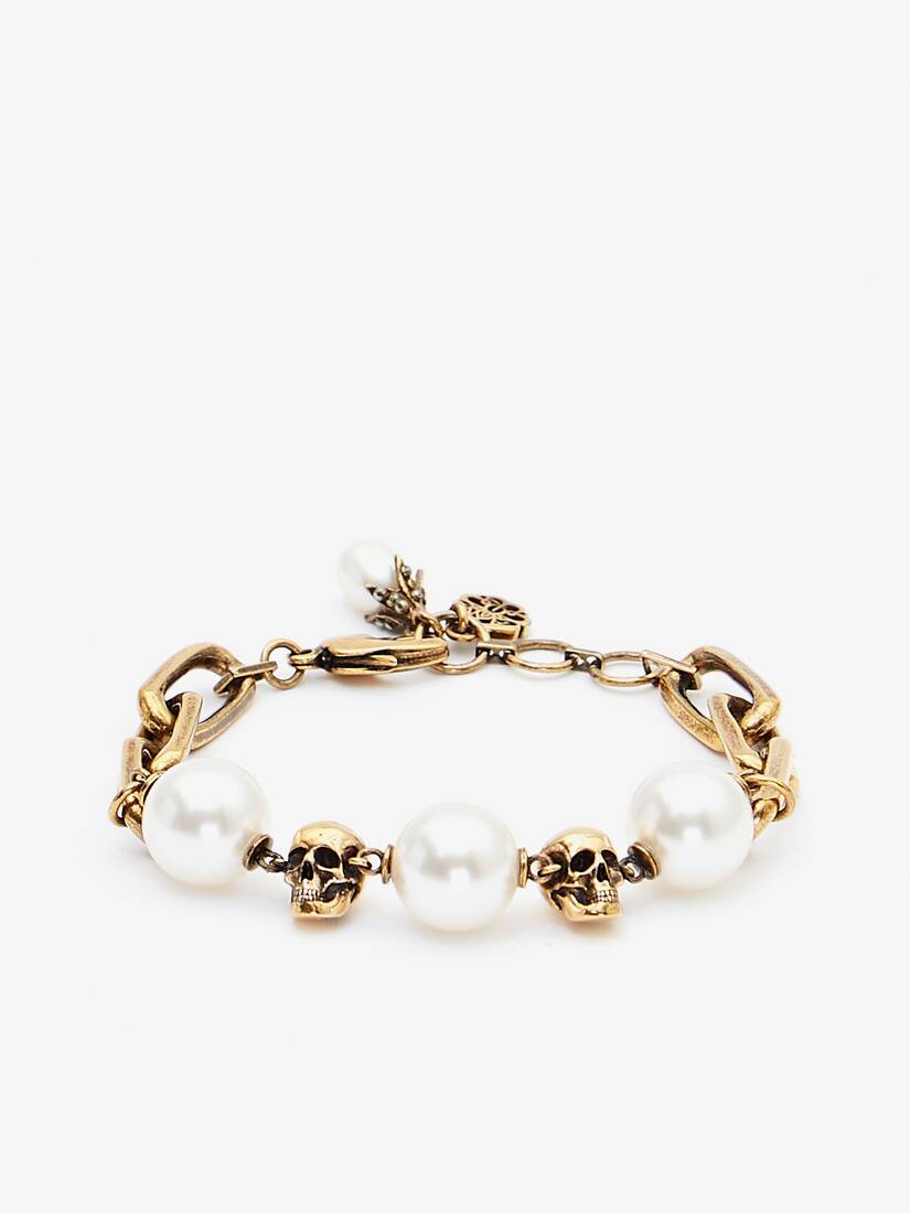 Pearl-like Skull Chain Bracelet | Alexander McQueen - image 1