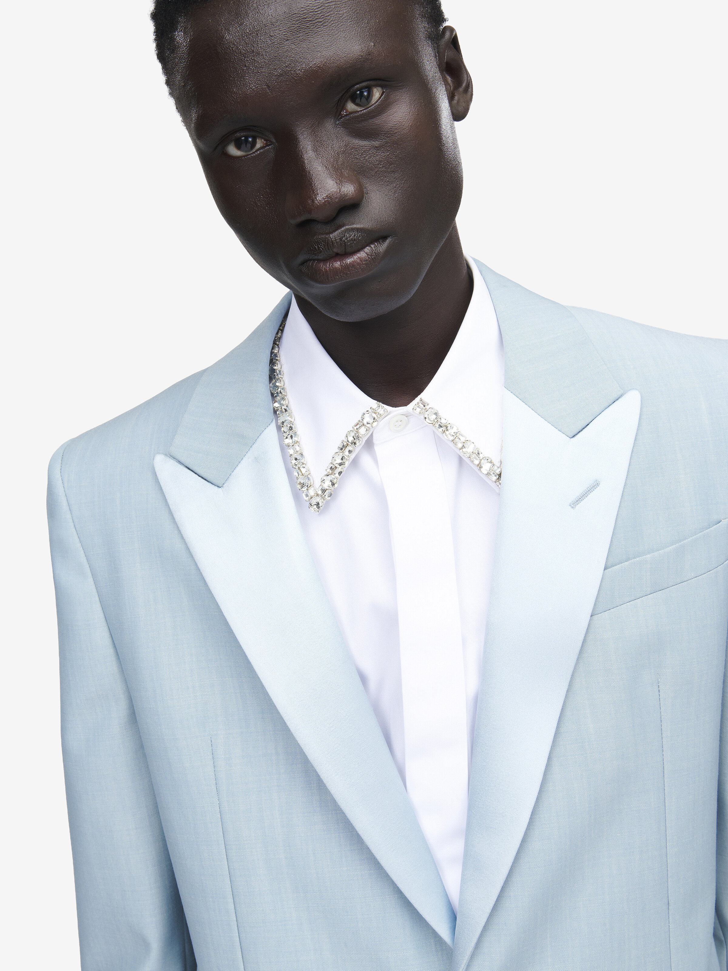 Giacca Monopetto in Lana Mohair da Uomo in Azzurro in 75% Lana, 25% Mohair | Alexander McQueen - image 5