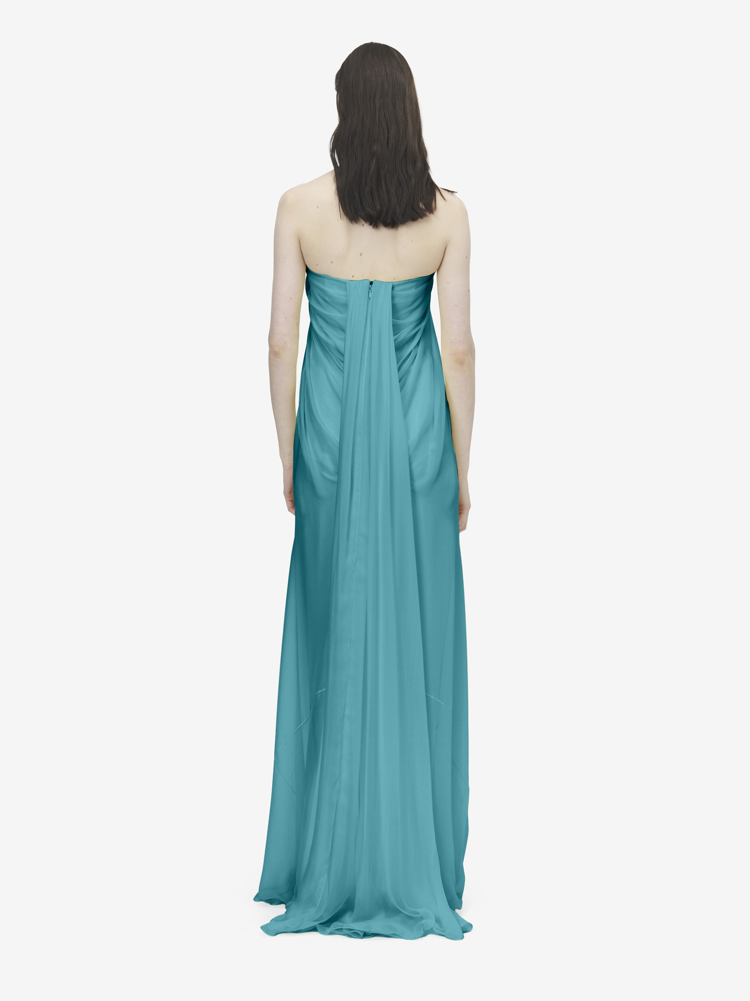 Bustier-Abendkleid für Damen in Blau in Gewebe: 100% Seide, Futter: 73% Acetat, 27% Seide,  | Alexander McQueen - image 4