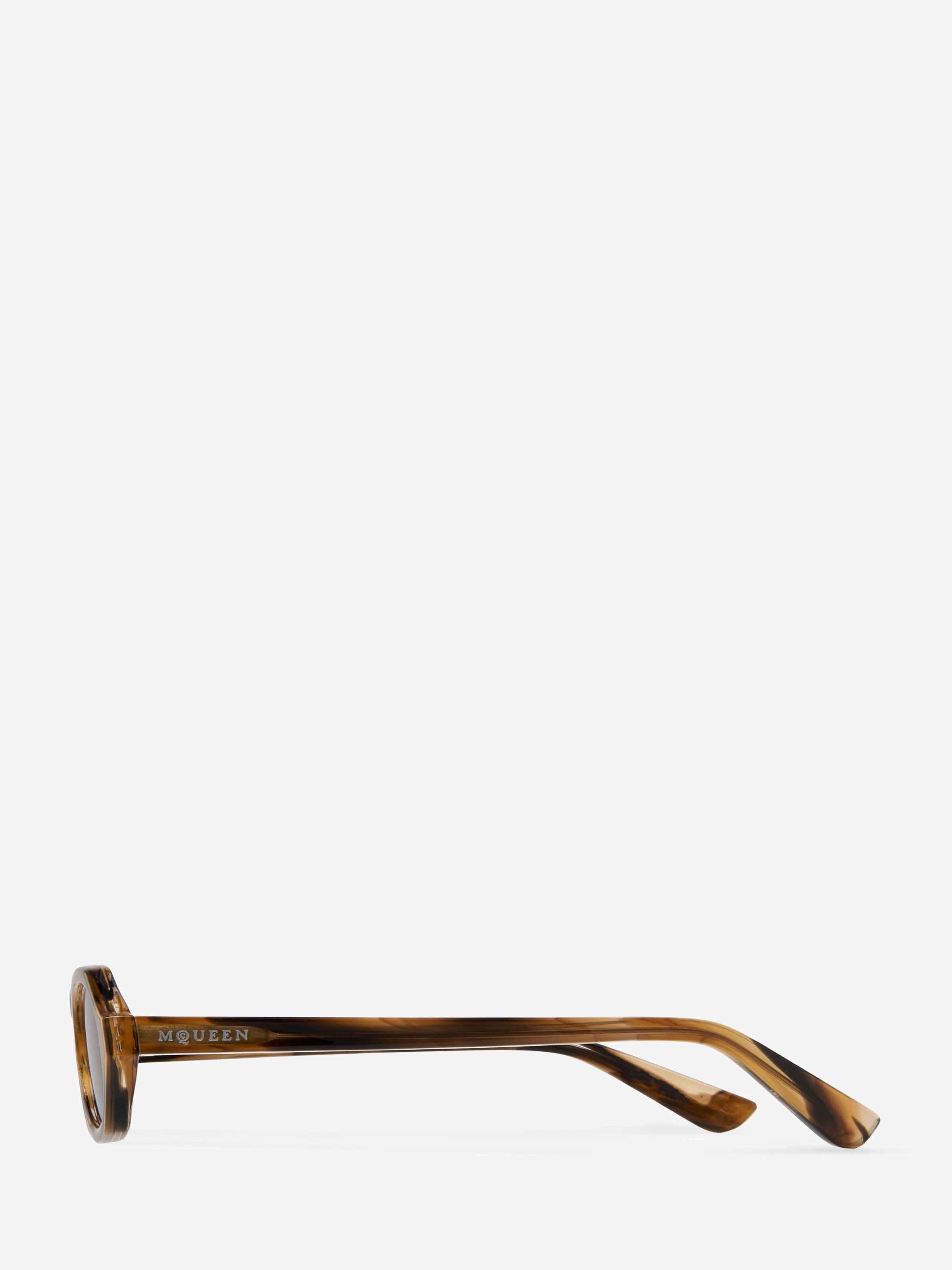Women's Geometric Oval Sunglasses in Dark Brown in 100% Plastic | Alexander McQueen - image 3
