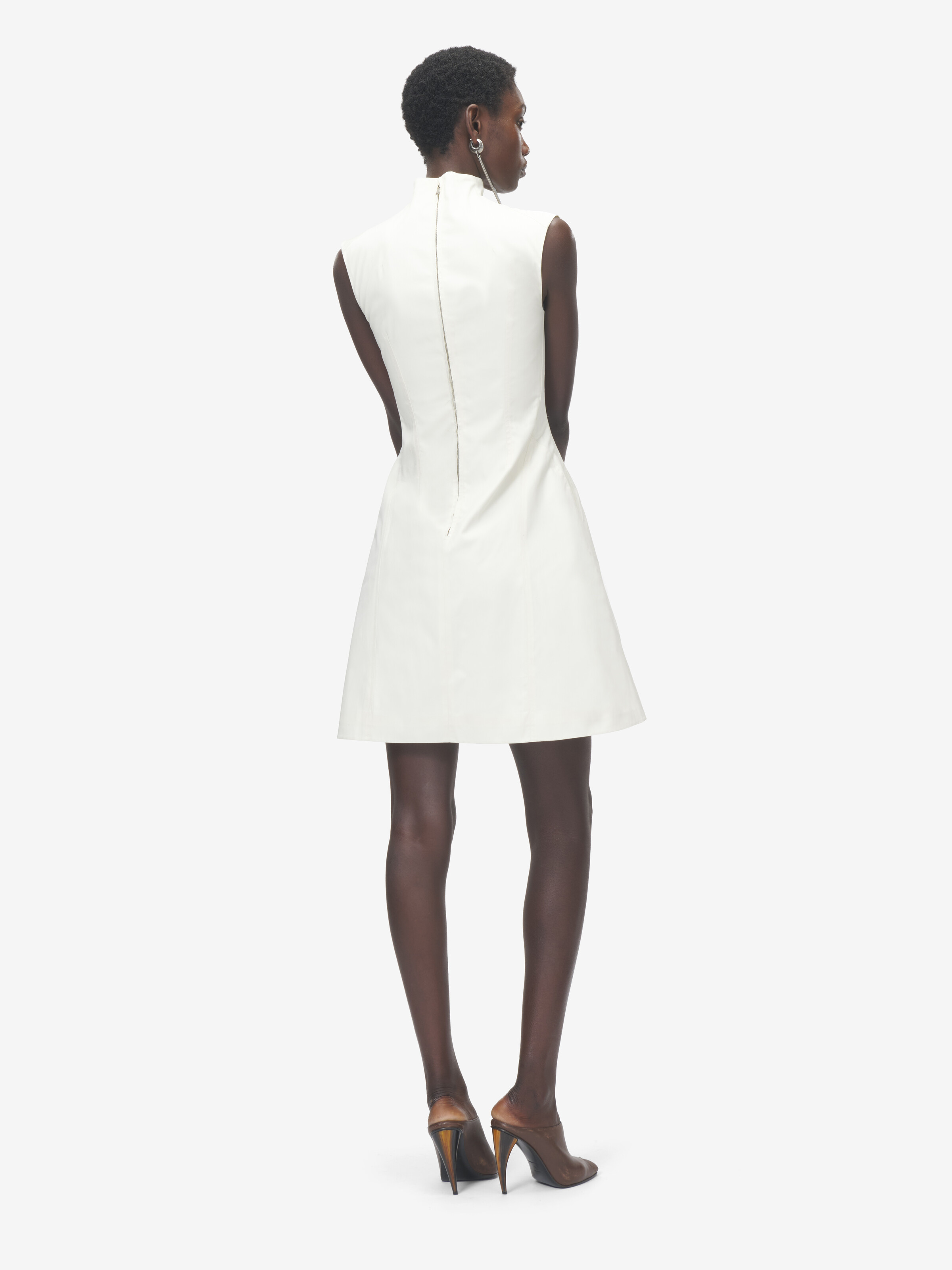 Women's Cut-Out Corset Mini Dress in Ivory in 100% Cotton | Alexander McQueen - image 4