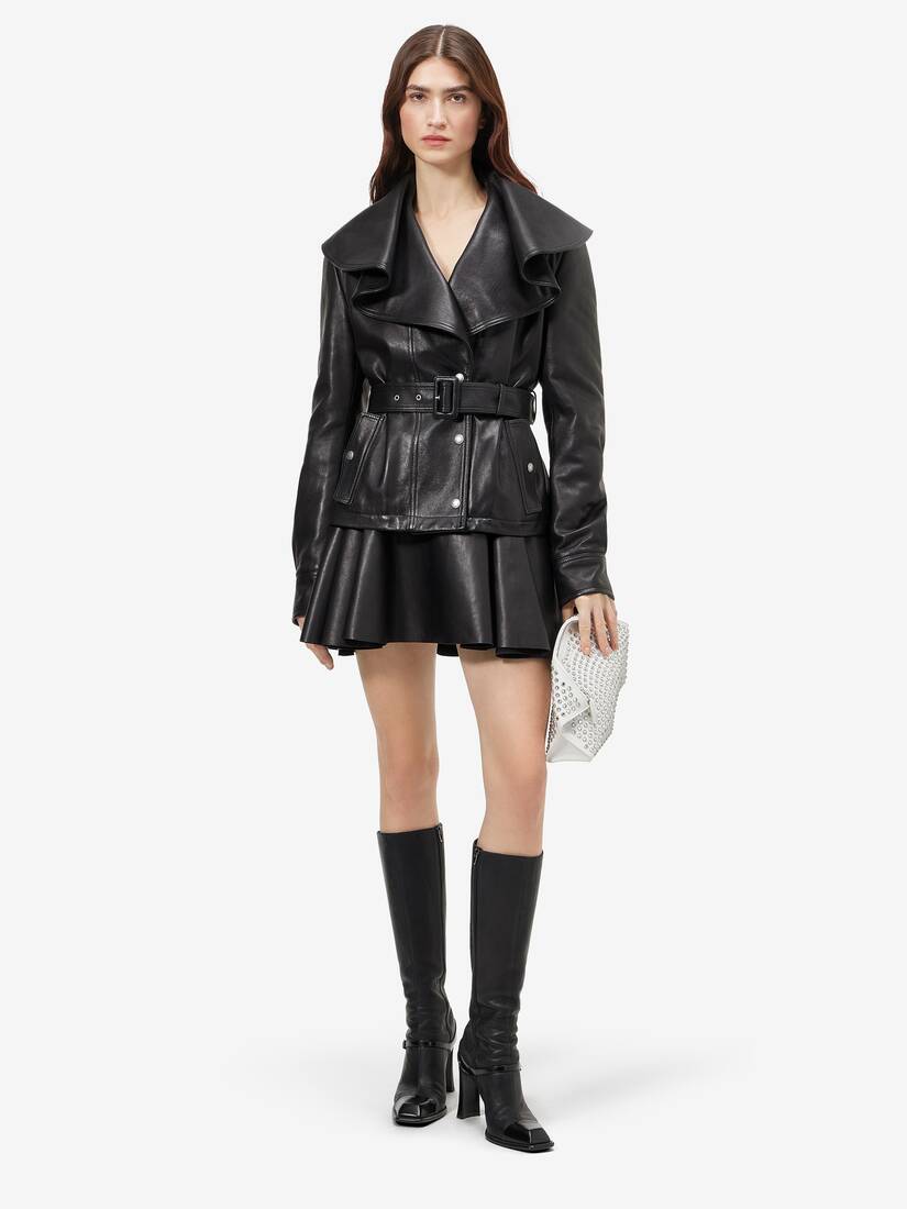 Waterfall Collar Leather Jacket | Alexander McQueen - image 2