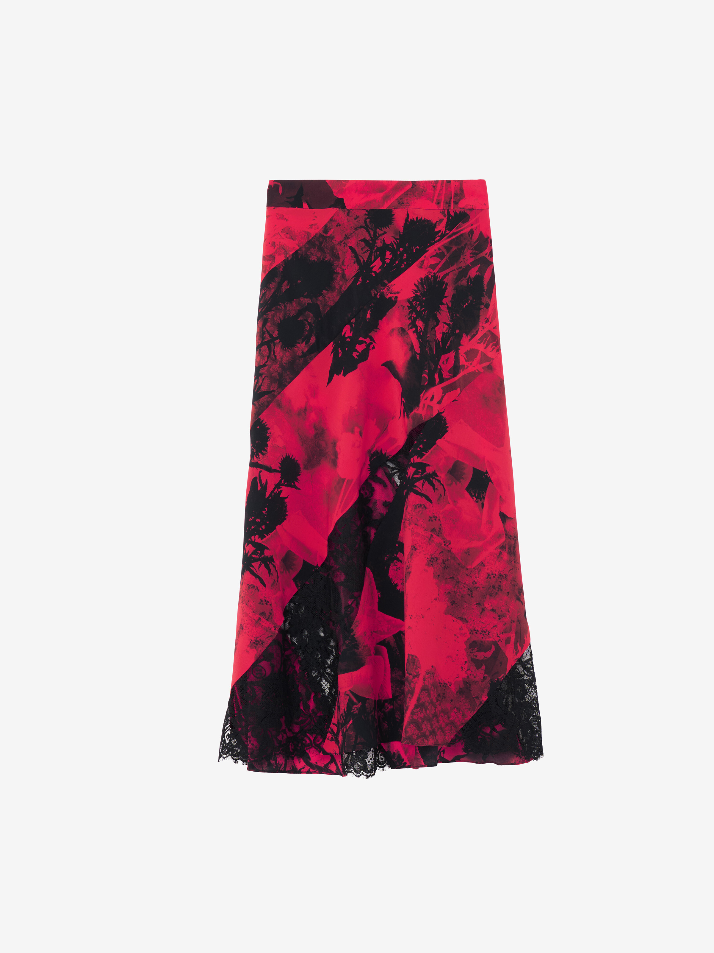 Floral Slashed Midi Skirt