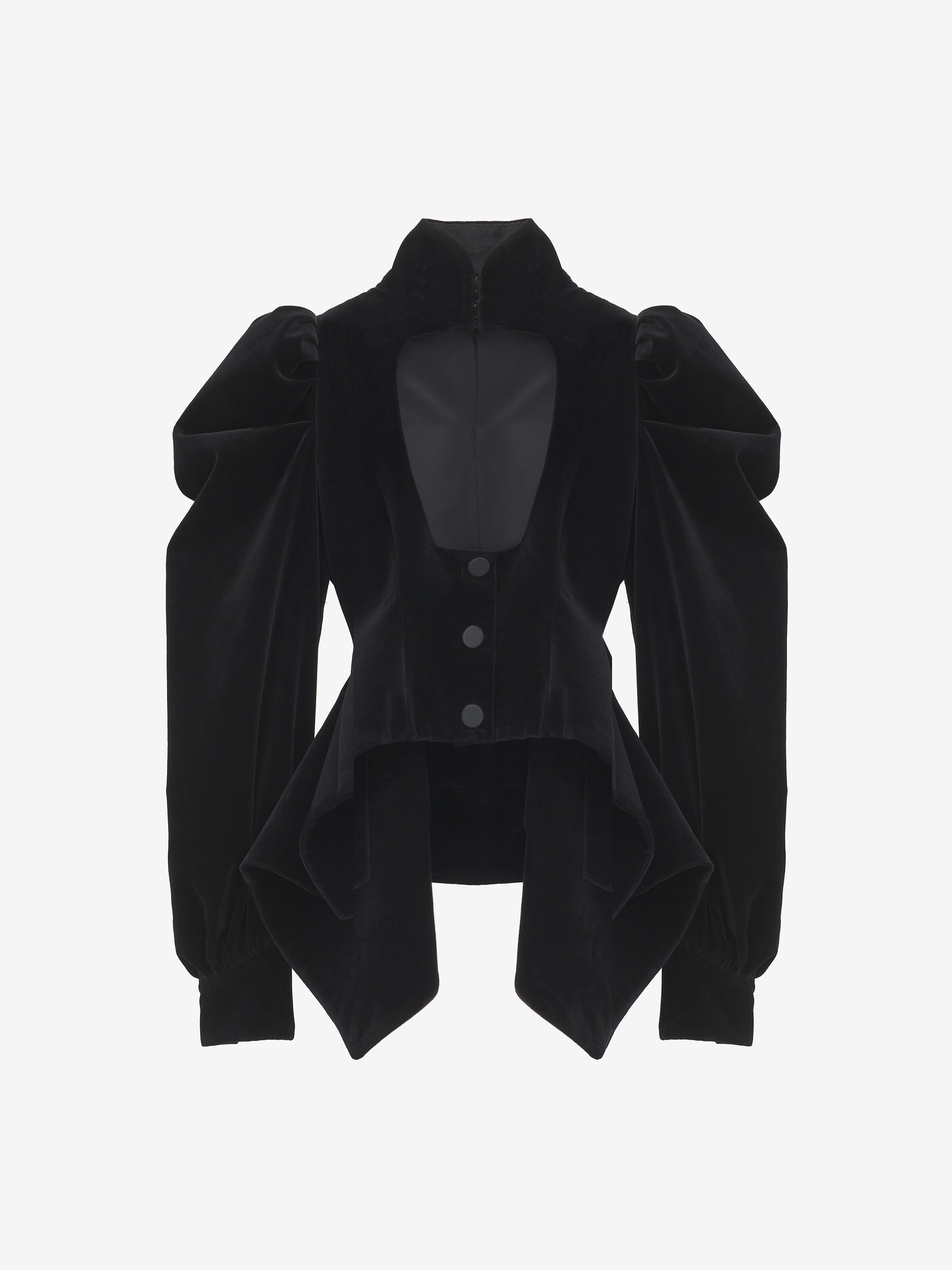 Women's Velvet Panel Jacket in Black in 100% Cotton | Alexander McQueen - image 1
