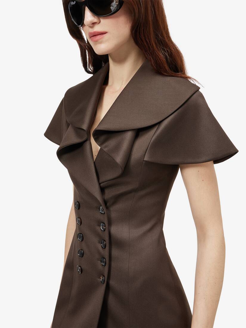 Waterfall Collar Double-breasted Dress | Alexander McQueen - image 5
