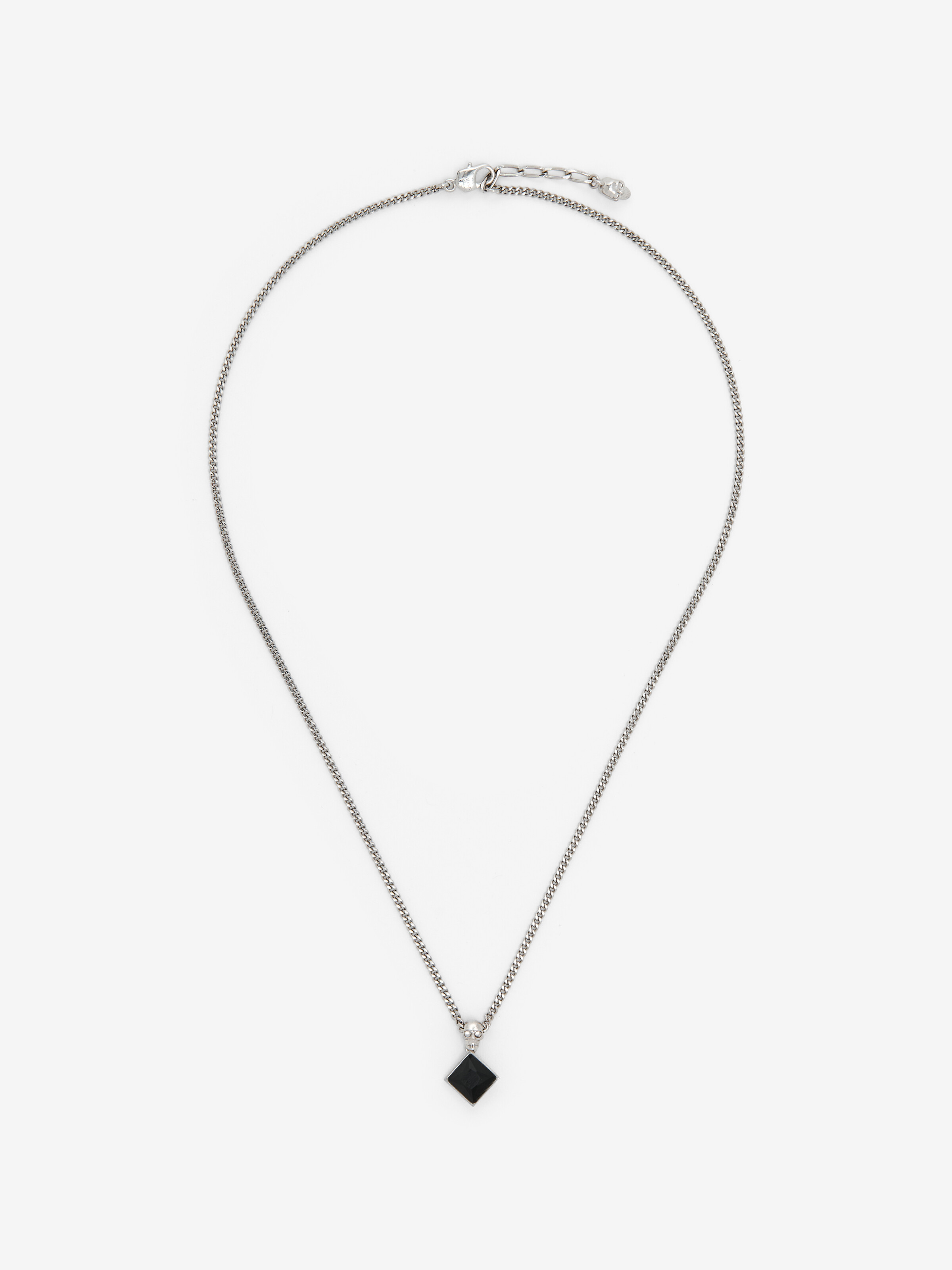 Men's Twin Skull Necklace in Palladium in Brass | Alexander McQueen - image 1