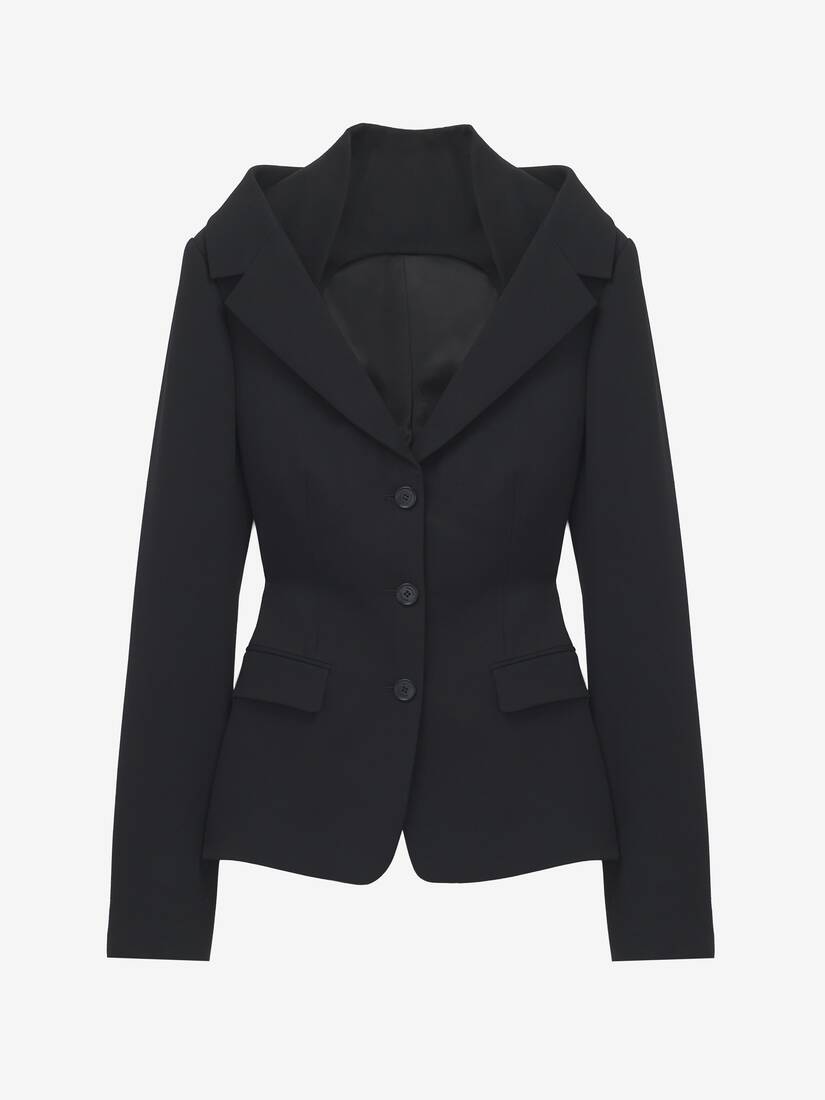 Jackett mit freien Schultern und Gurtbandetails | Alexander McQueen - image 1