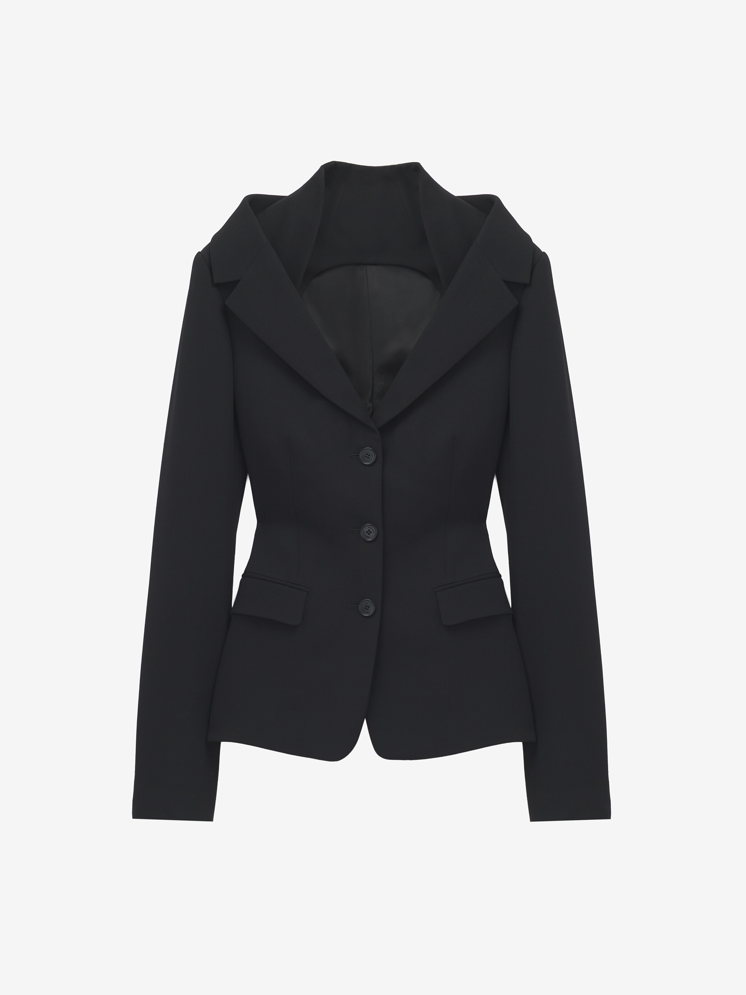 Women's 오프숄더 하네스 재킷 in 블랙 in 100% 양모 | Alexander McQueen - image 1