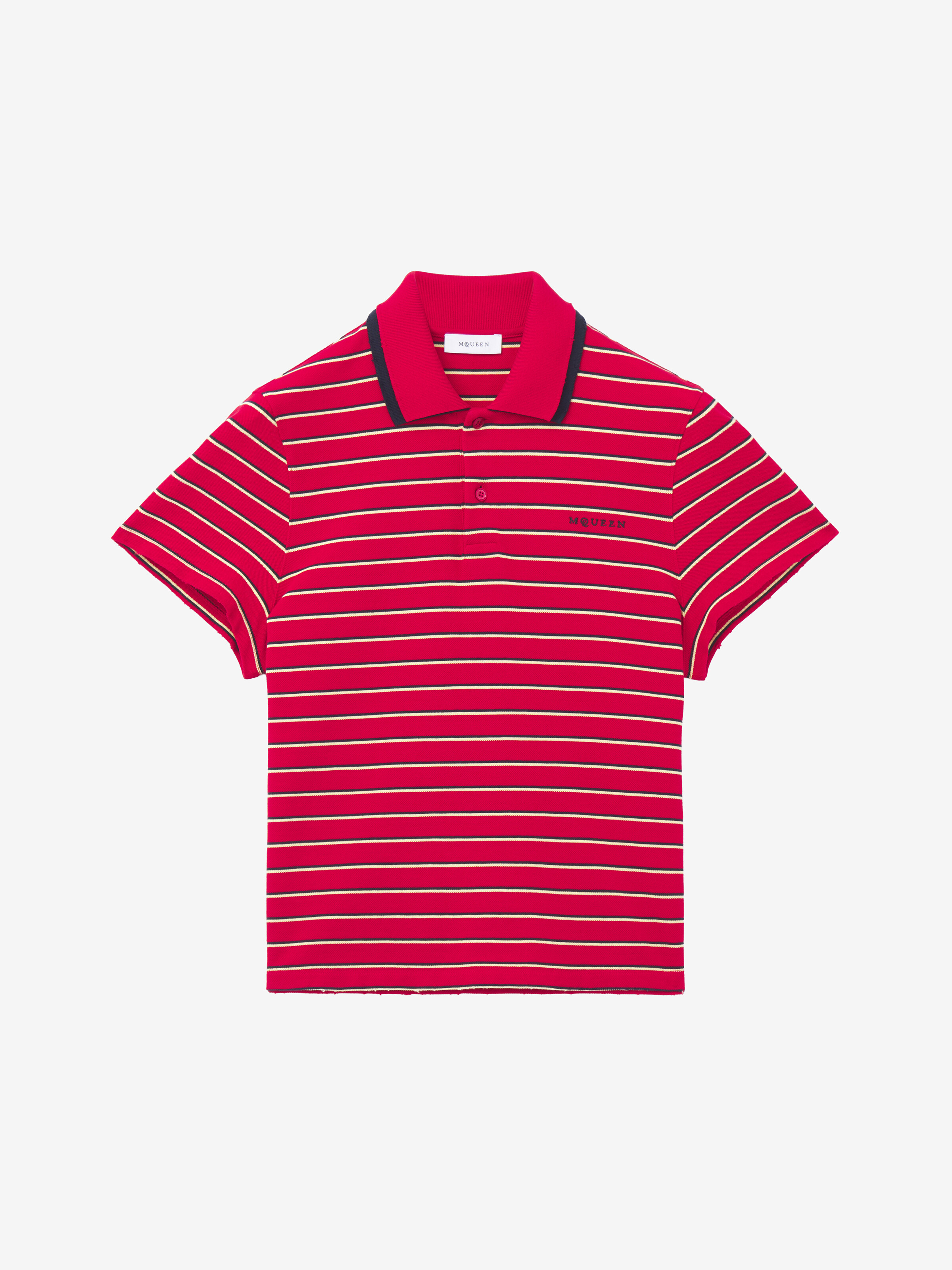 Men's Striped Polo Shirt in Red in 100% Cotton | Alexander McQueen - image 1