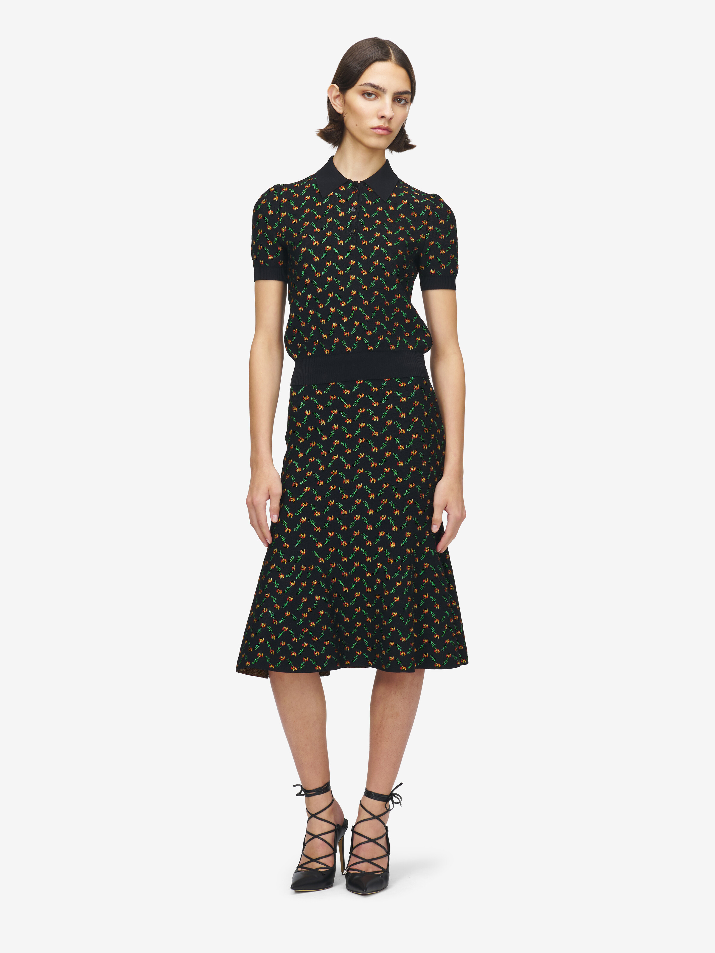 Polo en jacquard fleuri