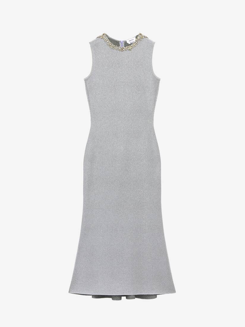 Midikleid mit Kettenhemd-Stickerei
