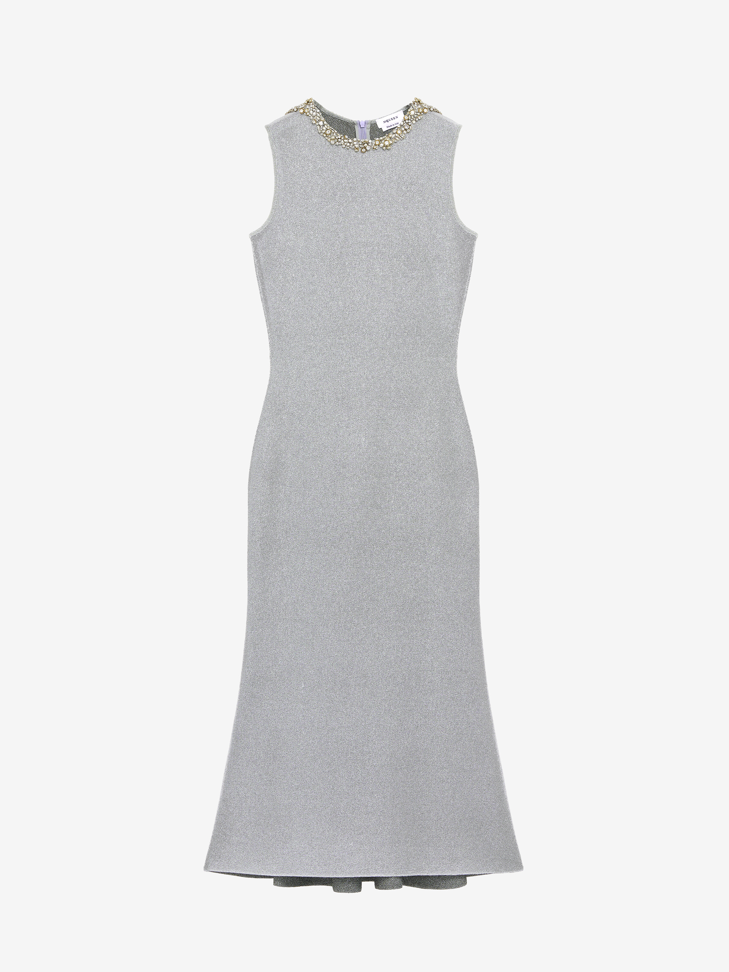 Midikleid mit Kettenhemd-Stickerei Damen für Silber in 81% Viscose, 17% Metallic-Polyester, 2% Polyester | Alexander McQueen - image 2