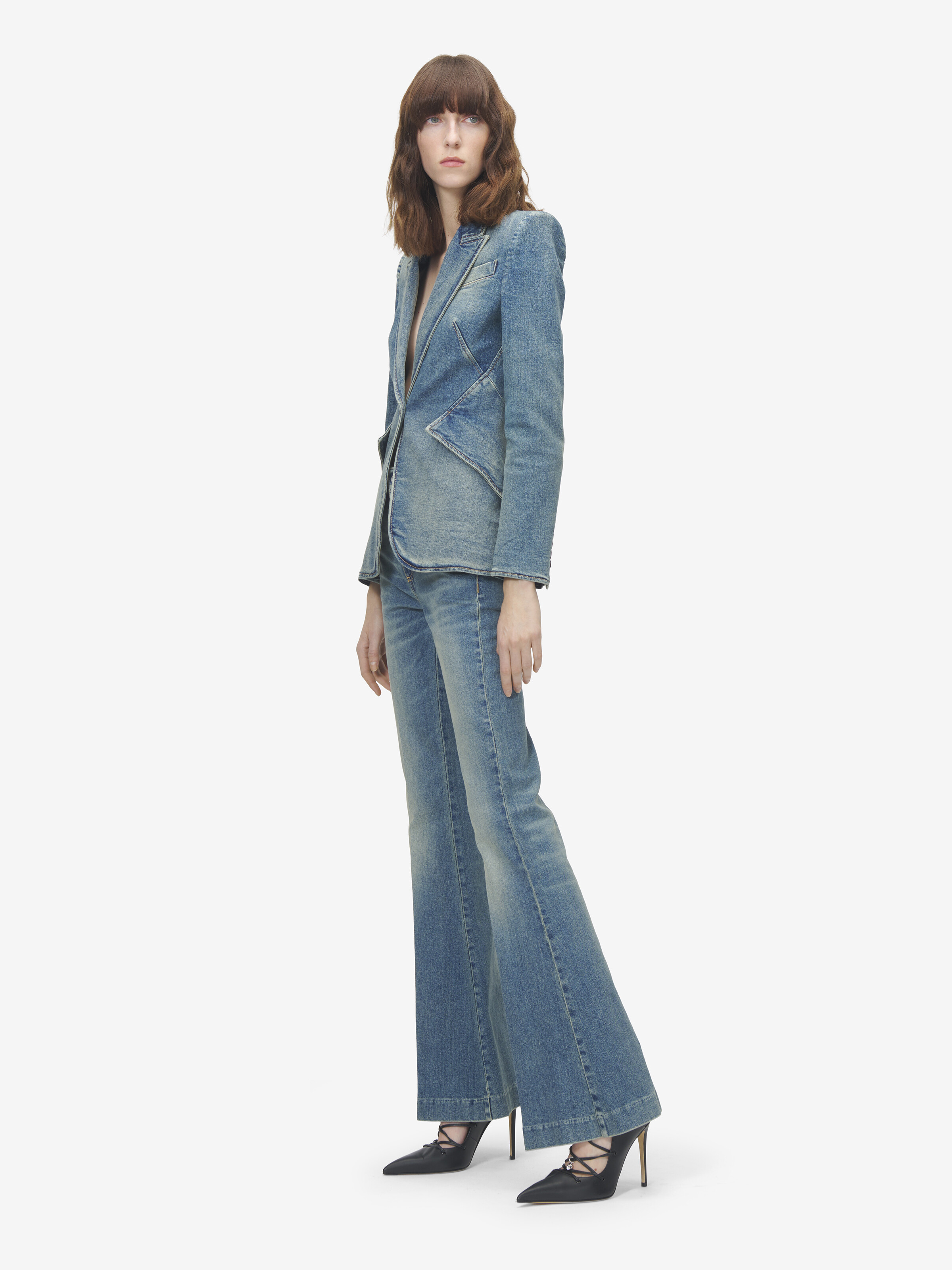 Women's Narrow Bootcut Denim Trouser in Washed Blue in 98% Cotton, 2% Elastan | Alexander McQueen - image 4