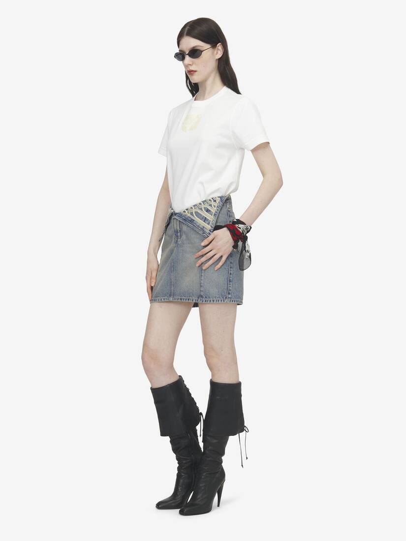 Metallic Frogging Fold Over Mini Skirt | Alexander McQueen - image 3