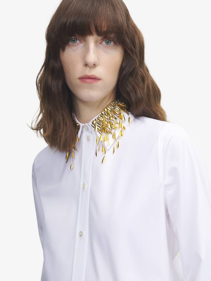 Gold Leaves and Crystal Embroidery Shirt | Alexander McQueen - image 5
