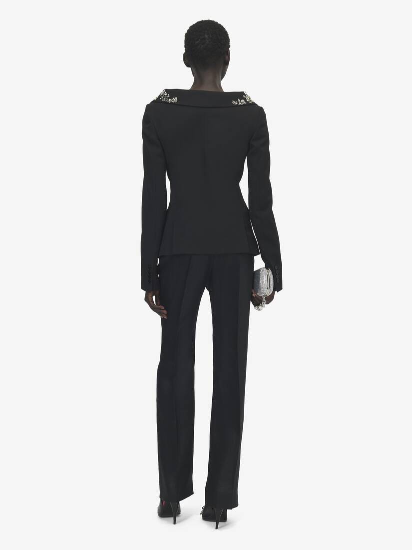 Besticktes, schulterfreies Jackett mit Gurtbanddetails. | Alexander McQueen - image 4