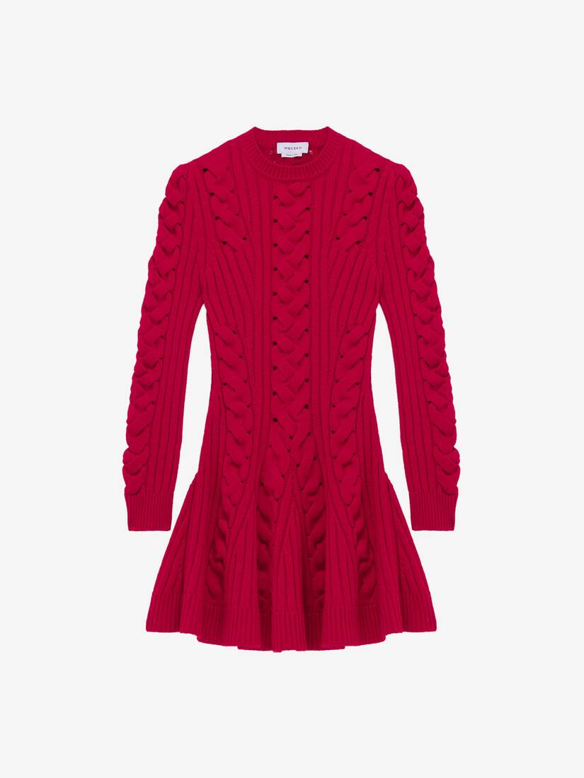 Wool Cashmere Cable Knit Mini Dress | Alexander McQueen - image 1