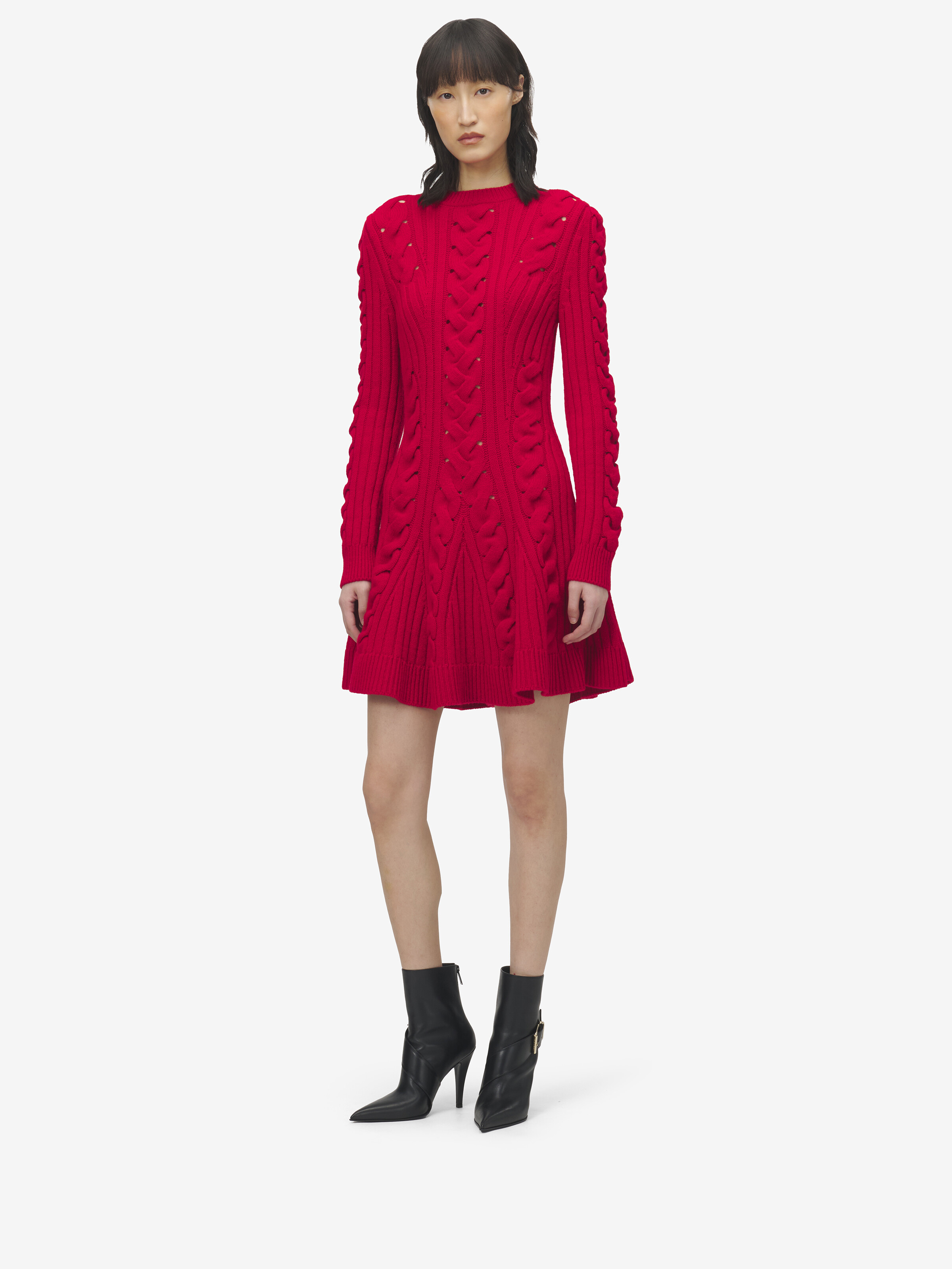 Wool Cashmere Cable Knit Mini Dress
