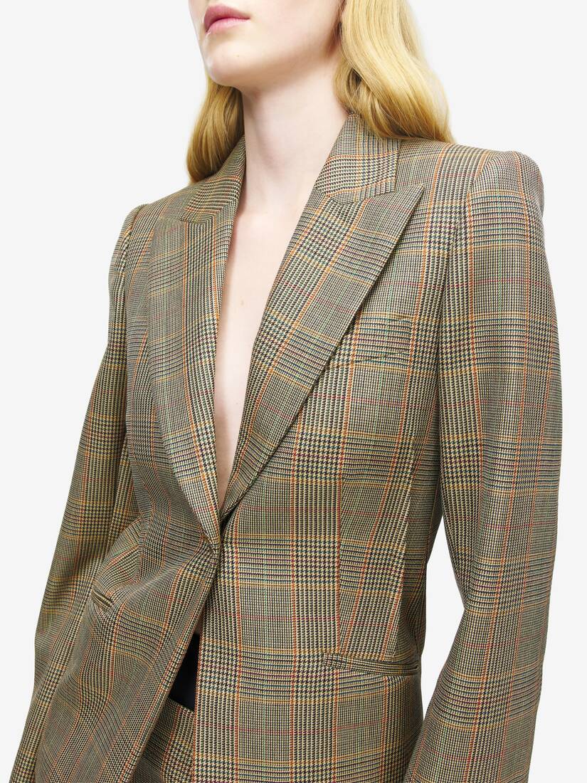 Einreihige Jacke mit Country-Karo