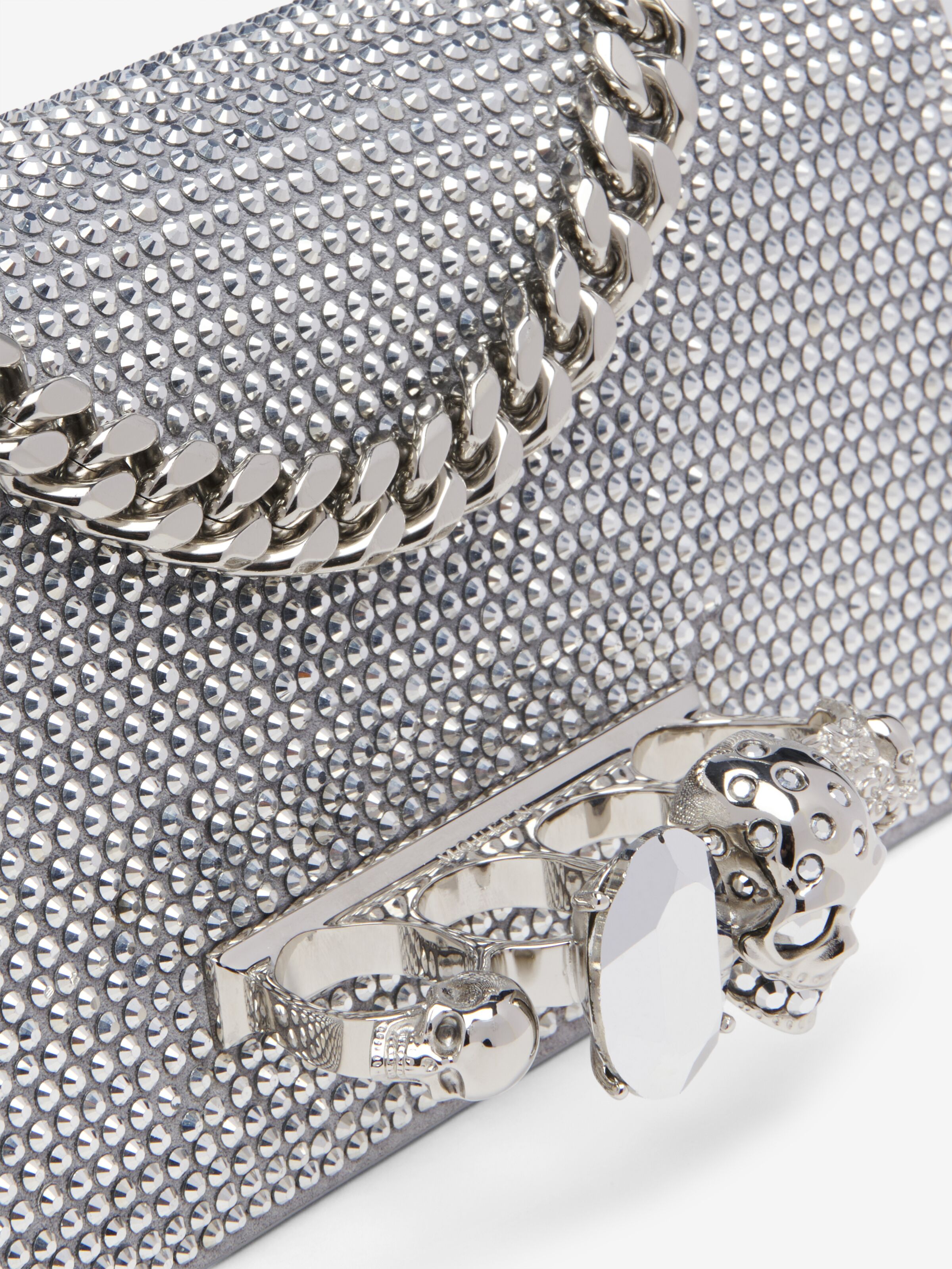 Women's Jewelled Shoulder Mini in Silver-finish in Calf Leather | Alexander McQueen - image 6