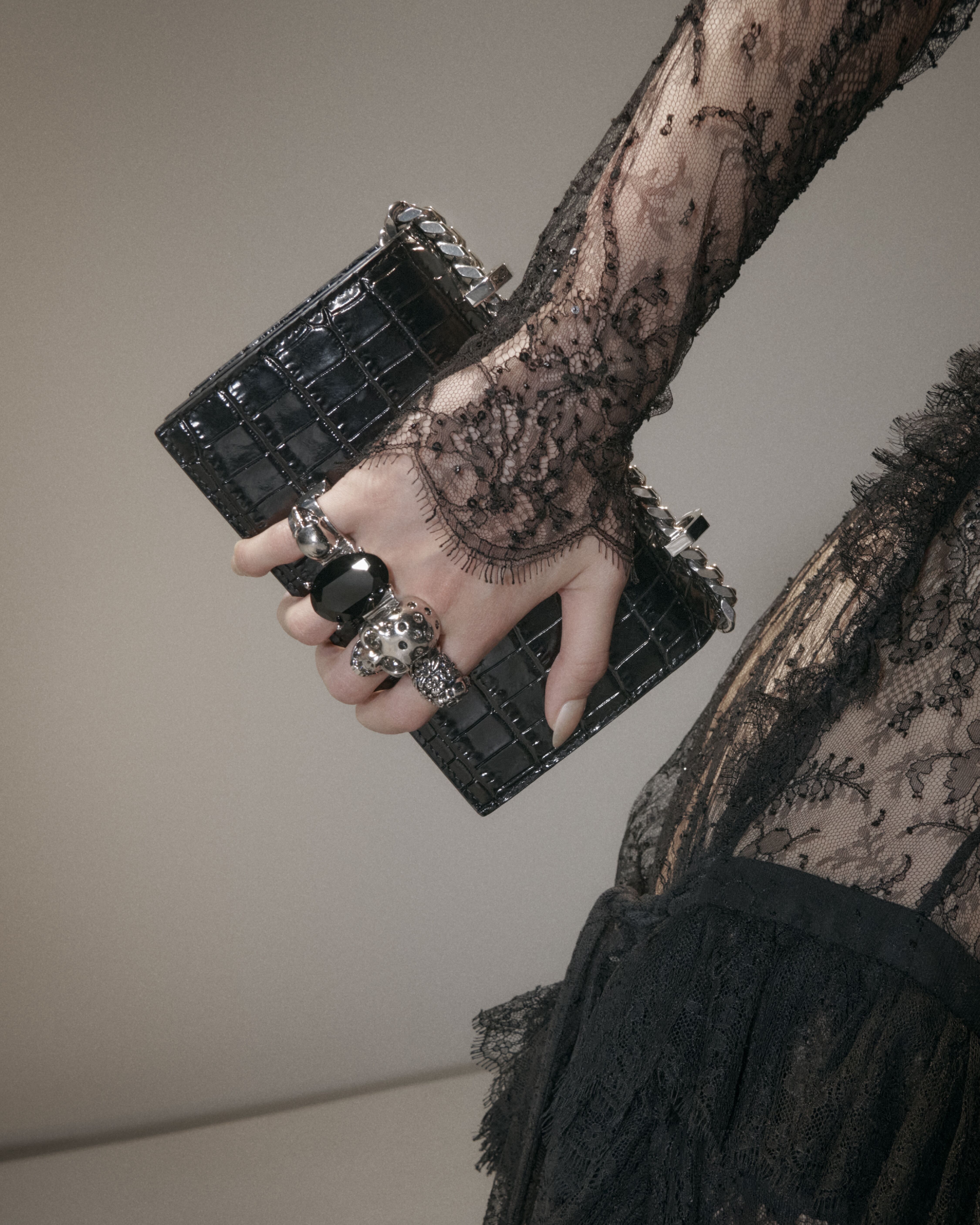 Alexander McQueen Black Jewelled Satchel Cross body bag