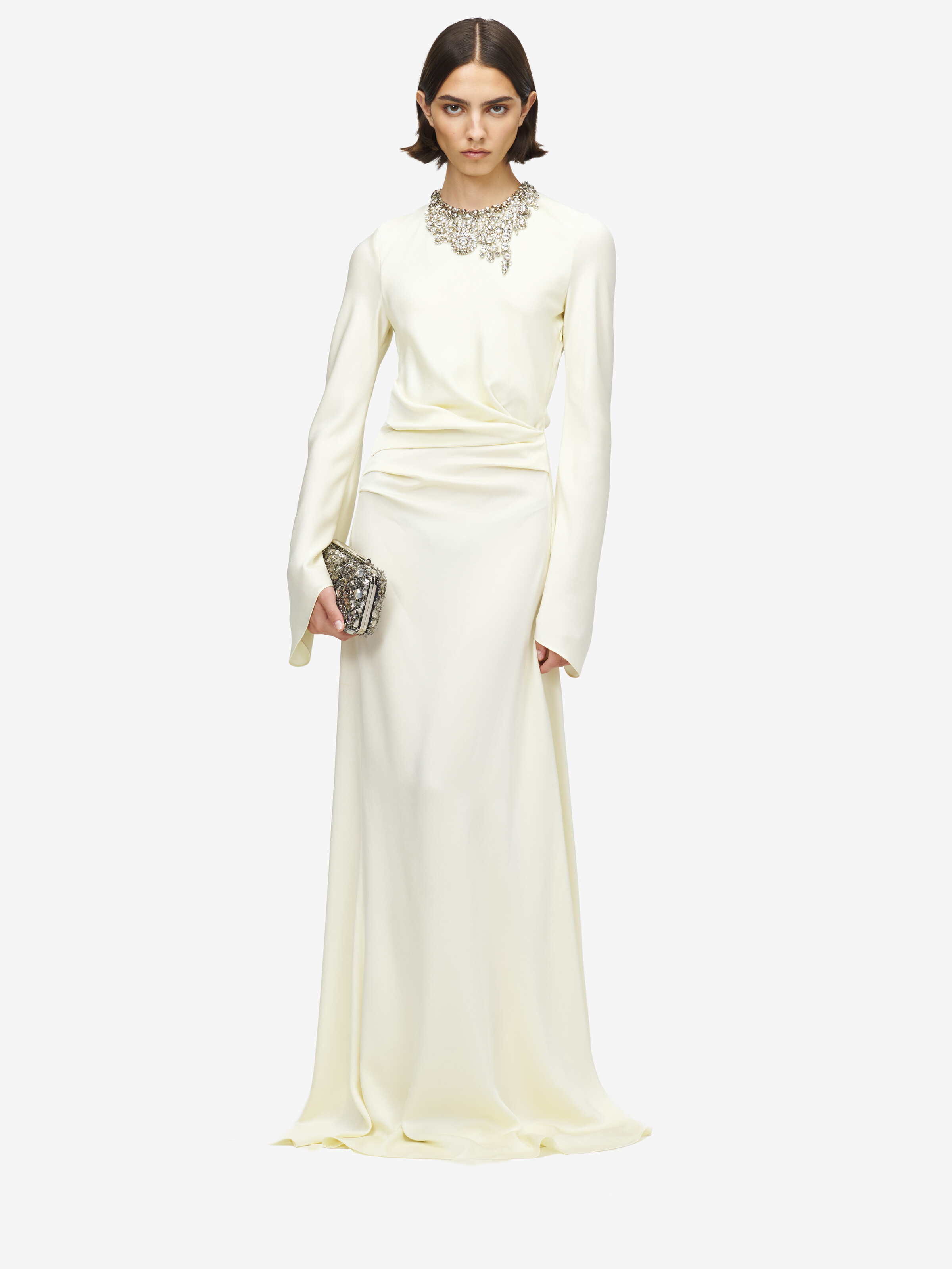 Robe de soirée à broderie bijou pour Femme en Crème in 61% Viscose, 39% Acétate | Alexander McQueen - image 1