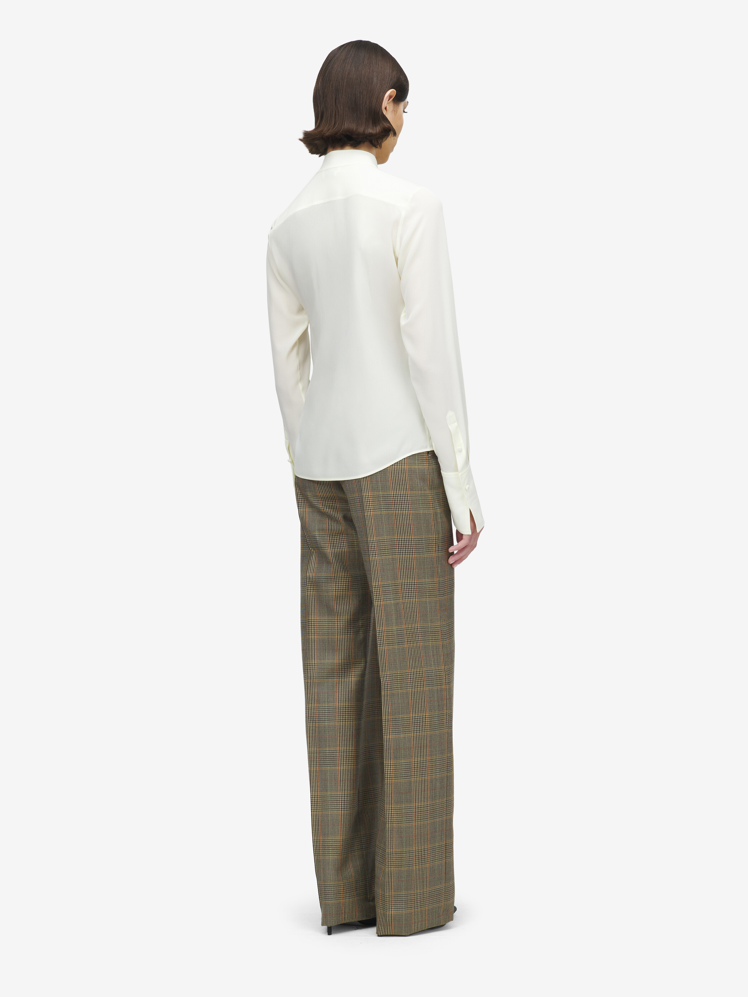 Women's Ruffled Shirt in Cream in 100% Silk | Alexander McQueen - image 5