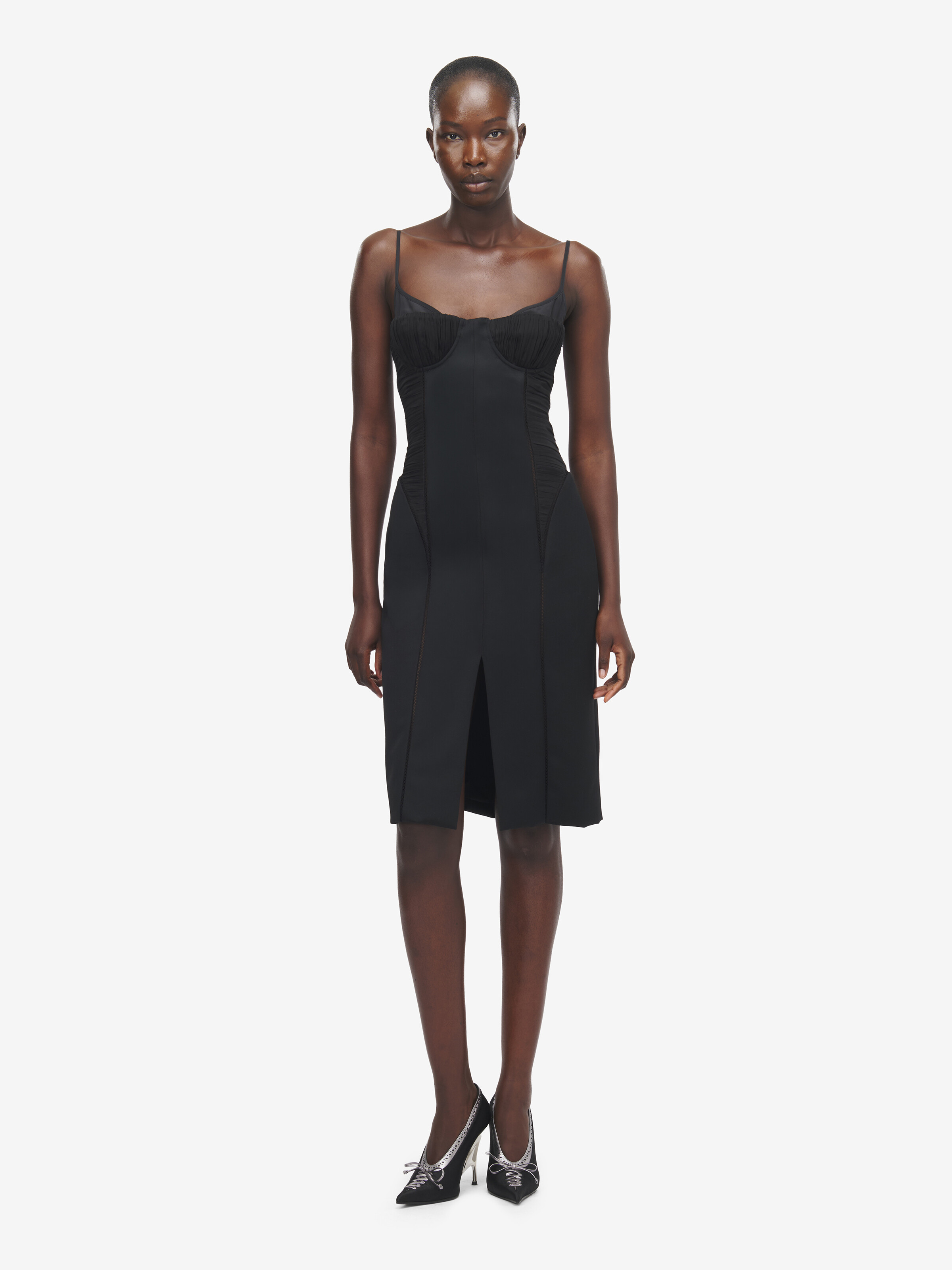 Abito a Corsetto da Donna in Nero in Tessuto: 100% Lana -  Dettagli: 100% Seta -  Rifinitura: 74% Acetato -  26% Seta | Alexander McQueen - image 2