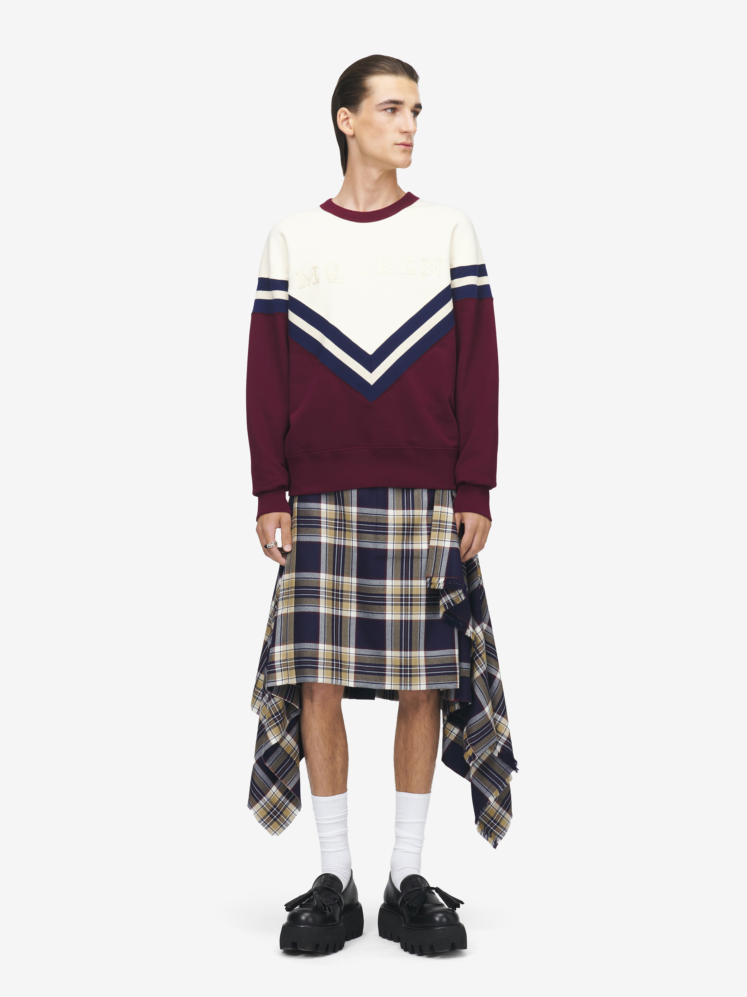 垂褶苏格兰短裙 in 100% 羊毛 | Alexander McQueen - image 1