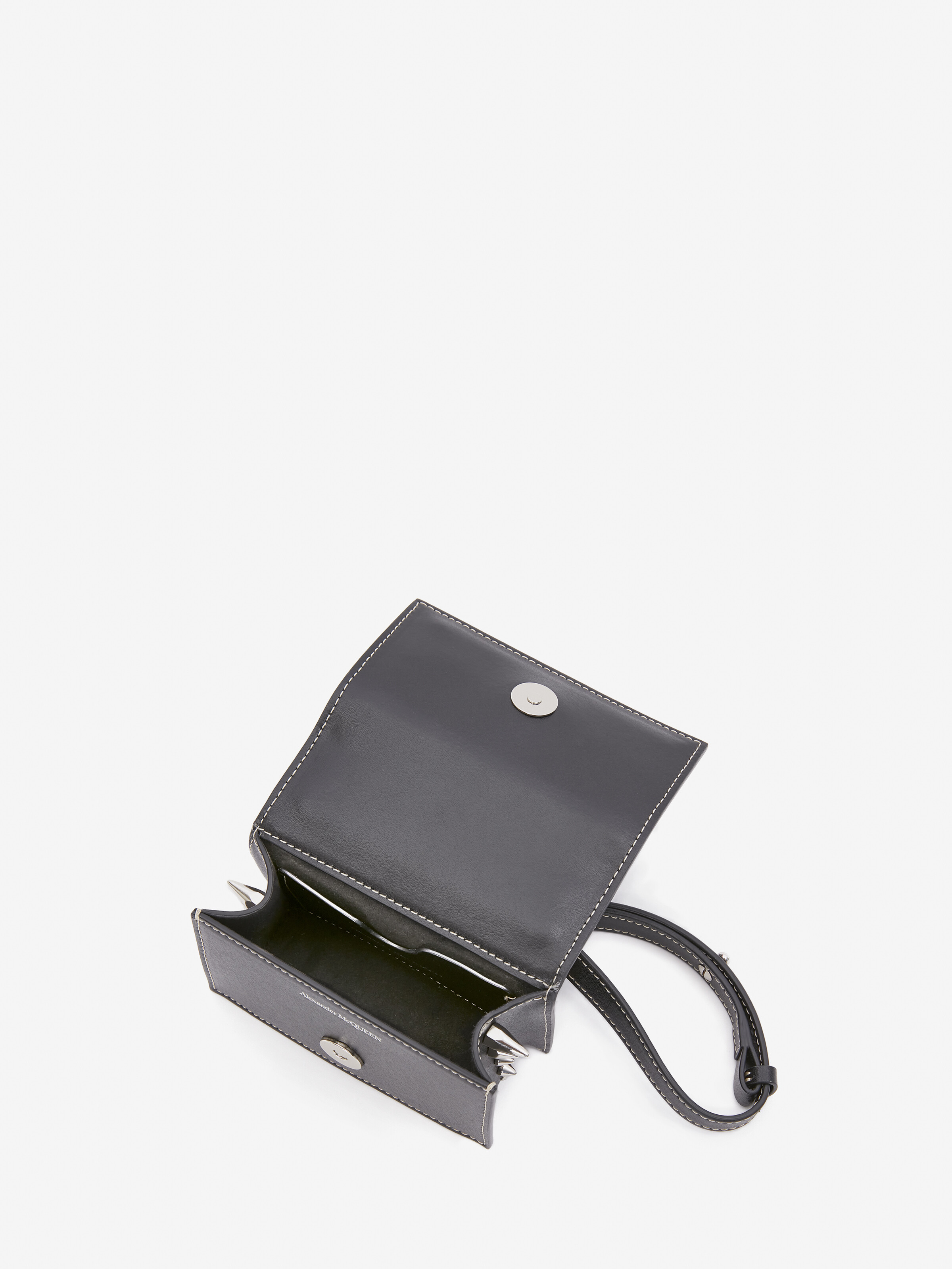 Borsa Micro Jewelled Satchel da Donna in Nero in Pelle di vitello | Alexander McQueen - image 4