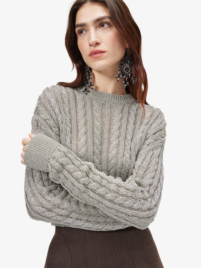 Metallic Cable Knit Jumper | Alexander McQueen - image 5