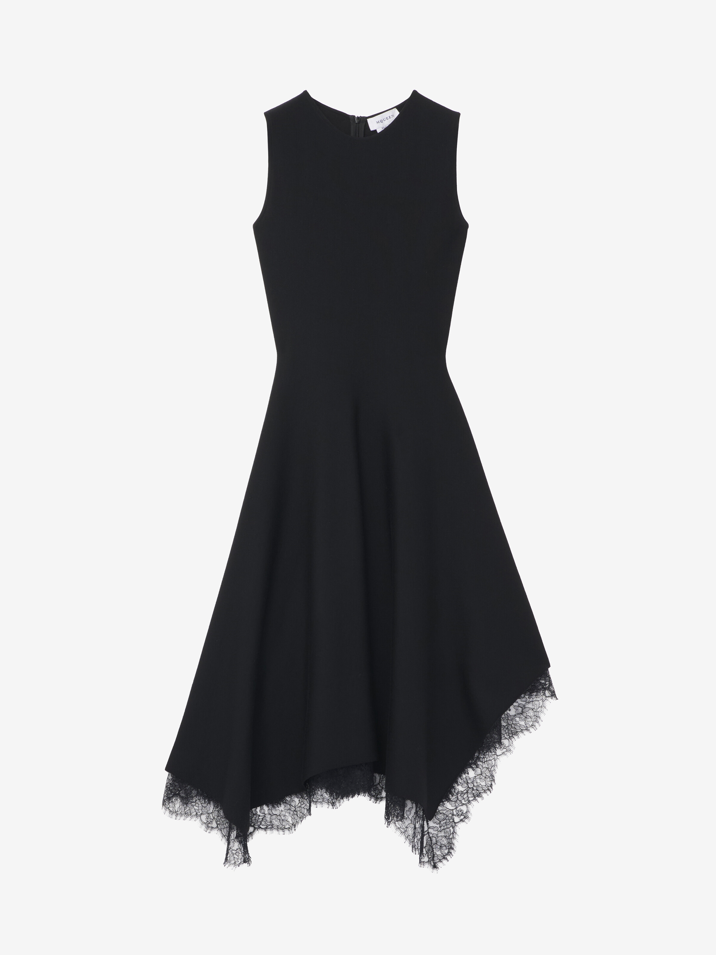 A-Linien-Kleid mit Spitzenbesatz für Damen in Schwarz in 46% Viscose, 45% Wolle, 8% Polyamid1% Elastan | Alexander McQueen - image 1