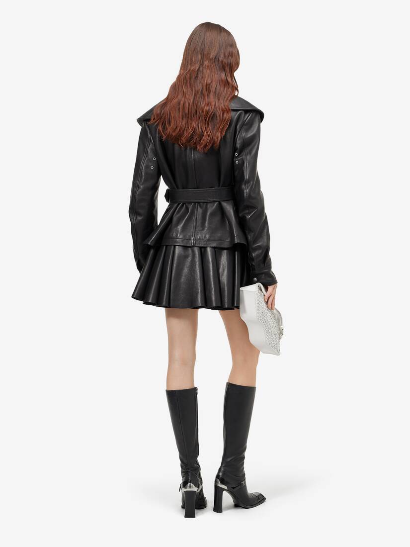 Waterfall Collar Leather Jacket | Alexander McQueen - image 4