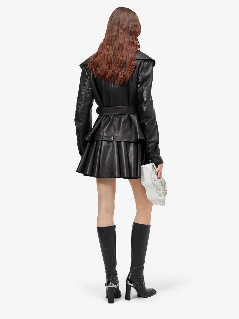 Waterfall Collar Leather Jacket | Alexander McQueen - image 4