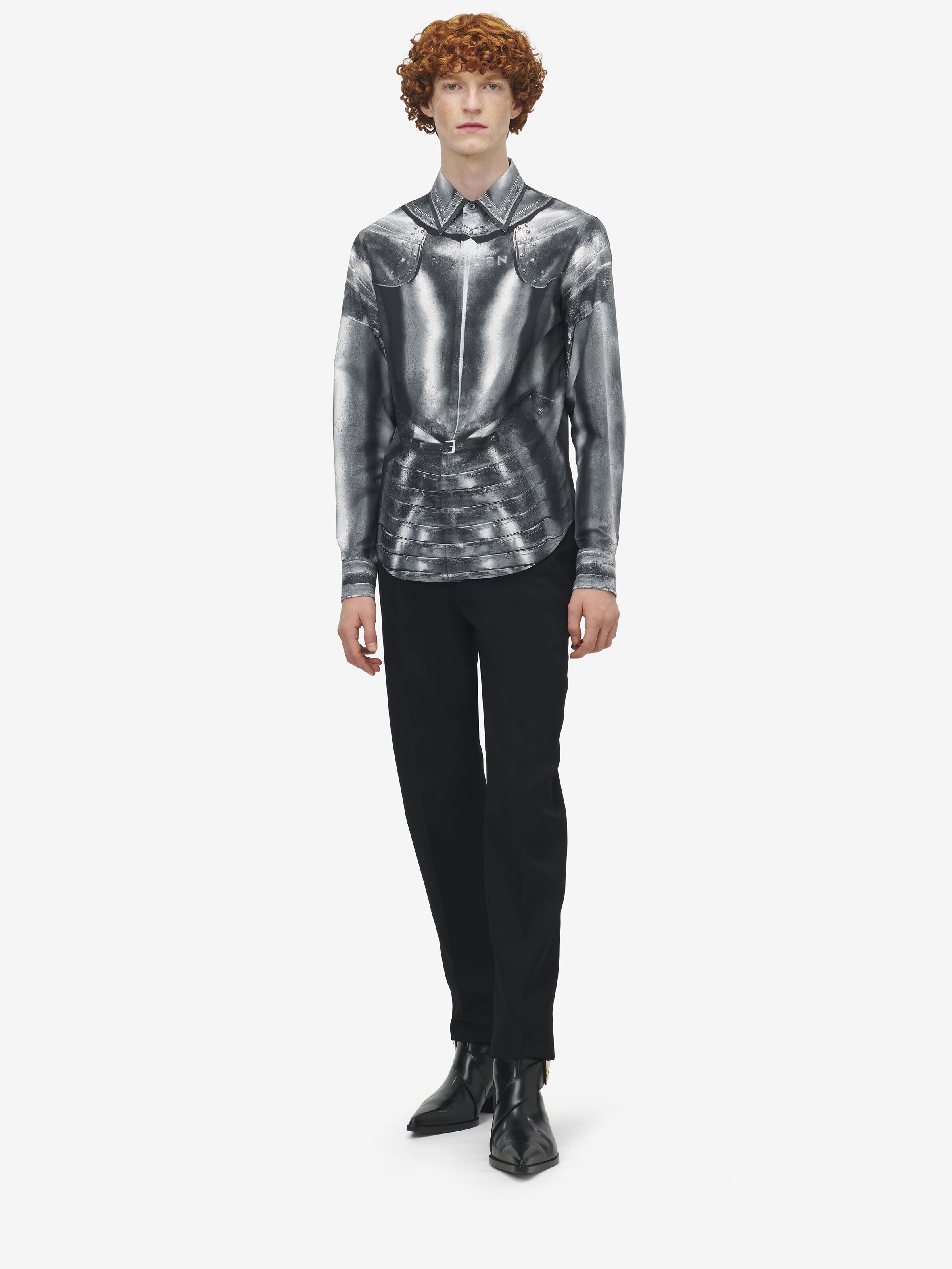 Popeline-Hemd mit Armour-Print