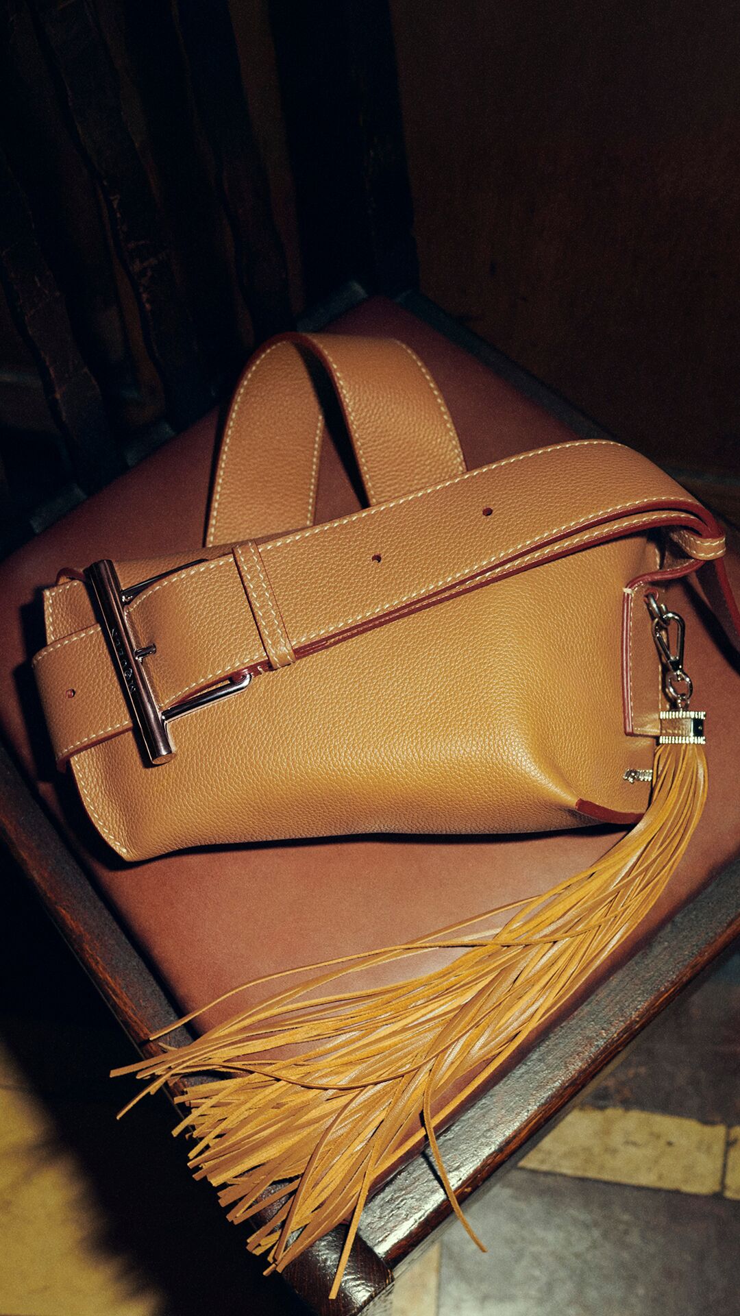 Men's McQueen Brown T-Bar Sling Bag