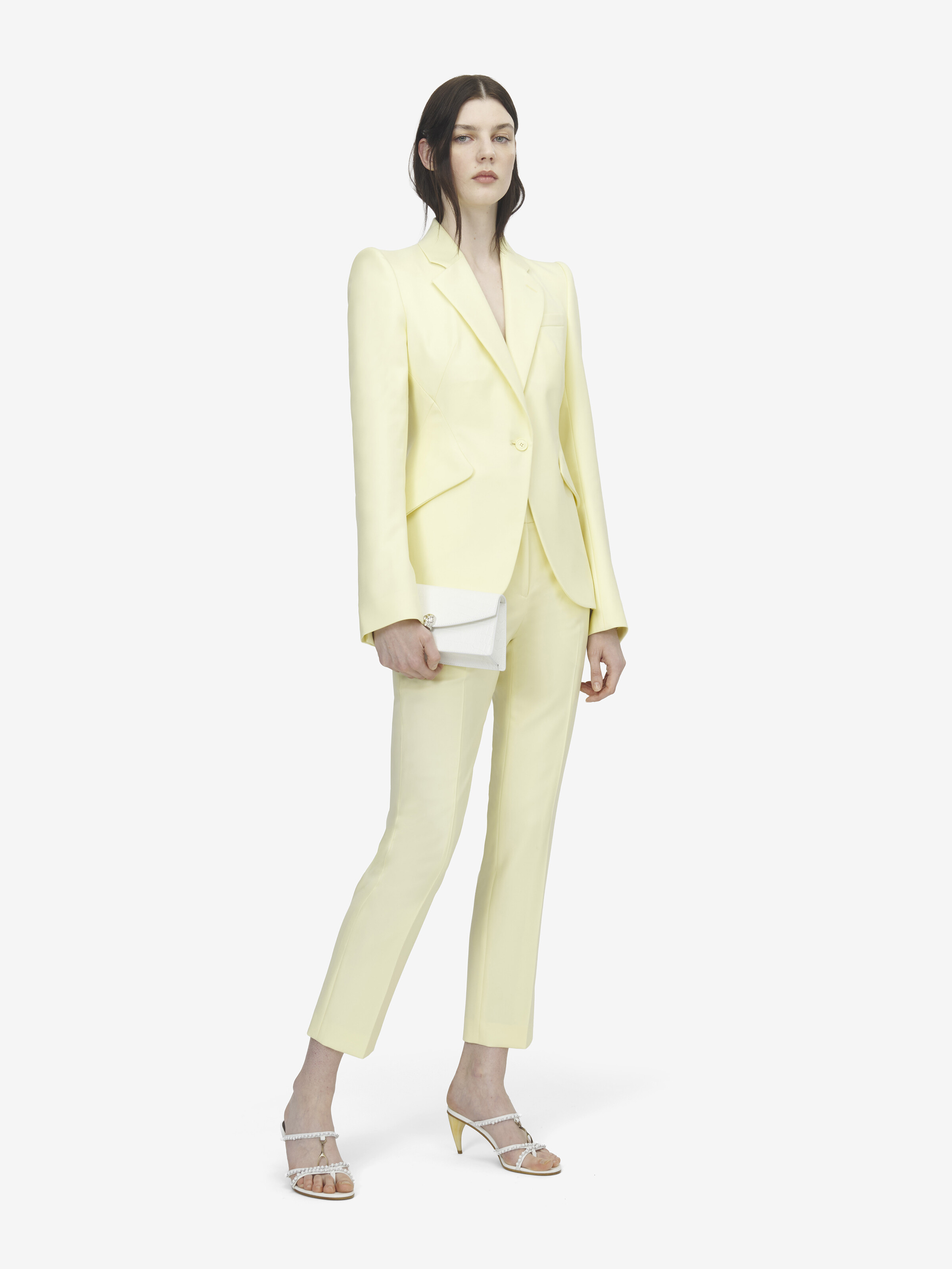 Women's 울 개버딘 싱글 브레스티드 재킷 in 옐로우 in 직물: 100% 모, 안감: 100% 레이온, | Alexander McQueen - image 2