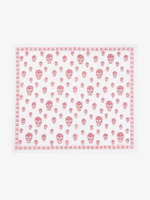 Women's Classic Skull Scarf in Ivory/Blush | McQueen US