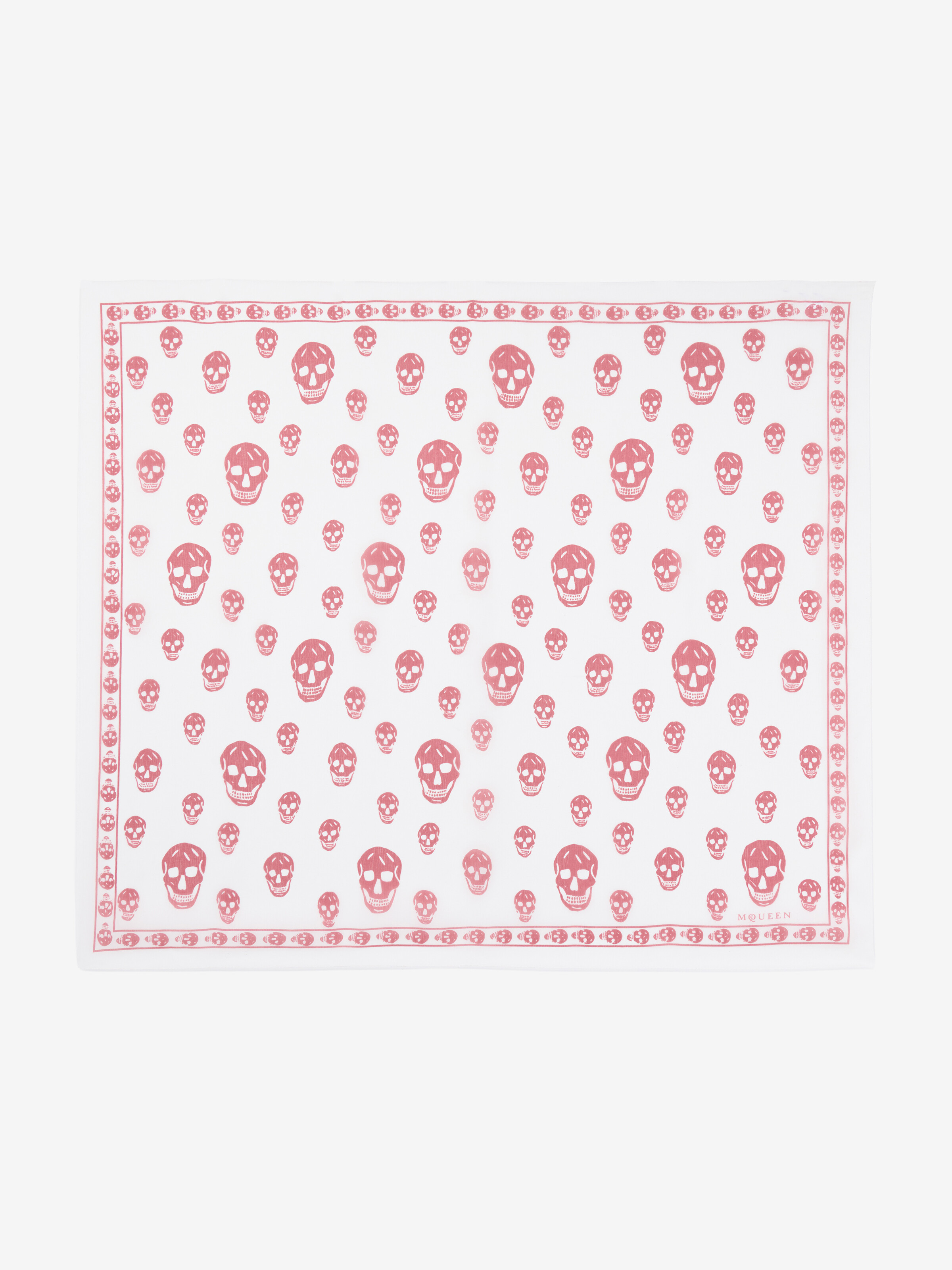 Women's Classic Skull Scarf in Ivory/Blush in 100% Silk | Alexander McQueen - image 1