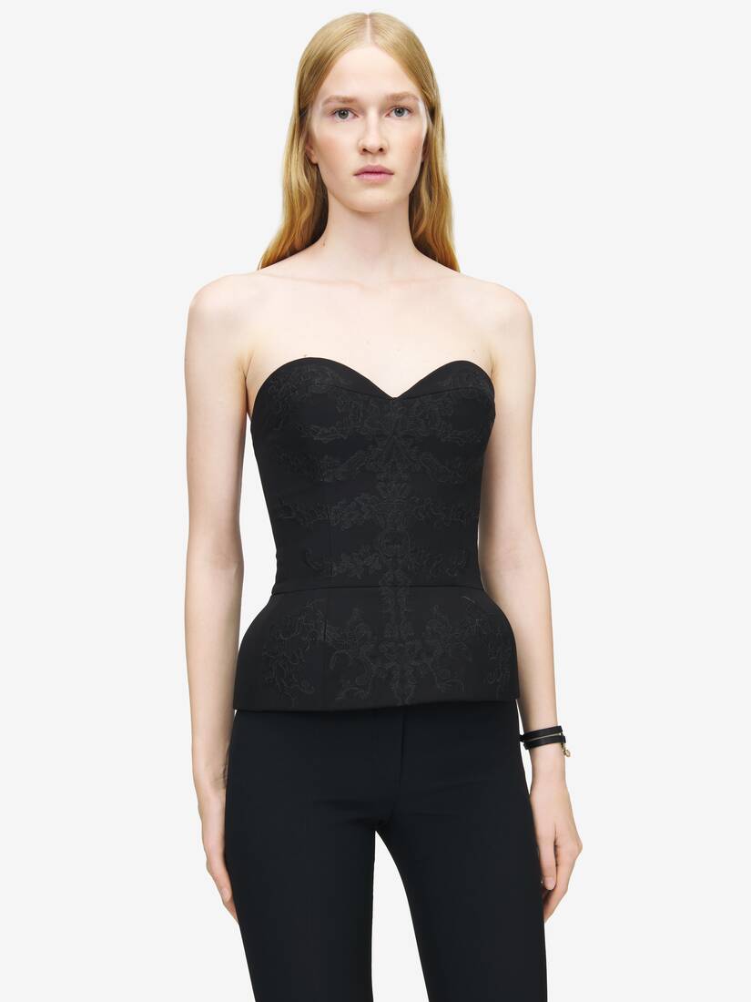 Lace Ribcage Embroidery Corset Top