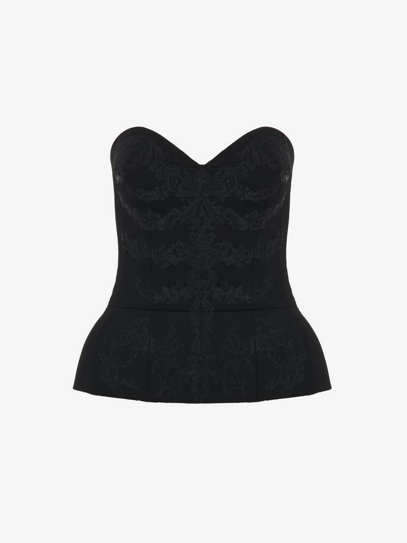 Lace Ribcage Embroidery Corset Top | Alexander McQueen - image 1