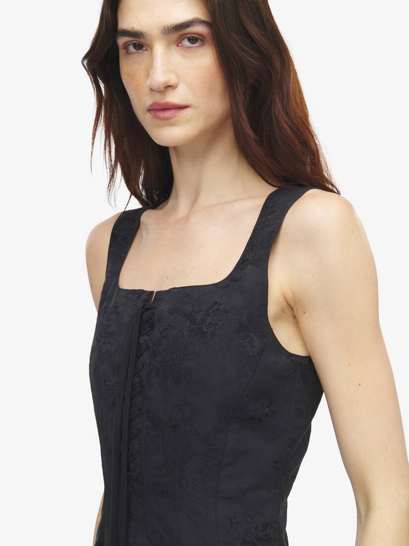 Floral Jacquard Lace-Up Dress | Alexander McQueen - image 5