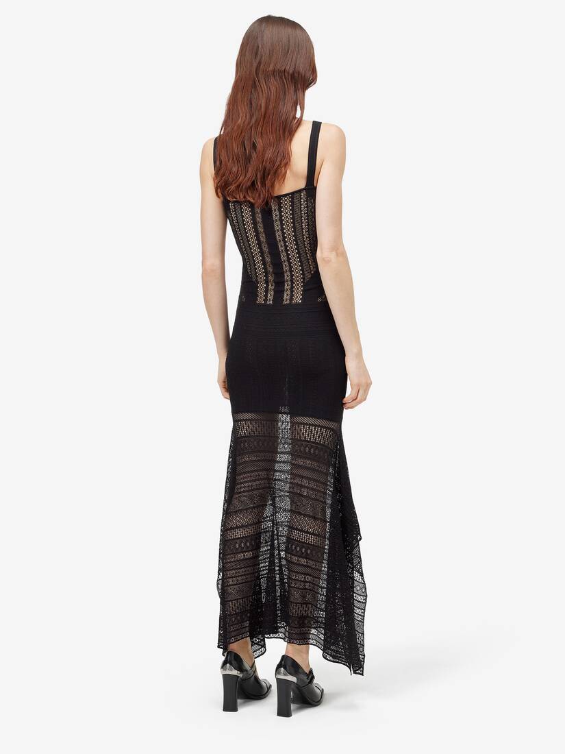 Viscose Knit Lace Dress | Alexander McQueen - image 4