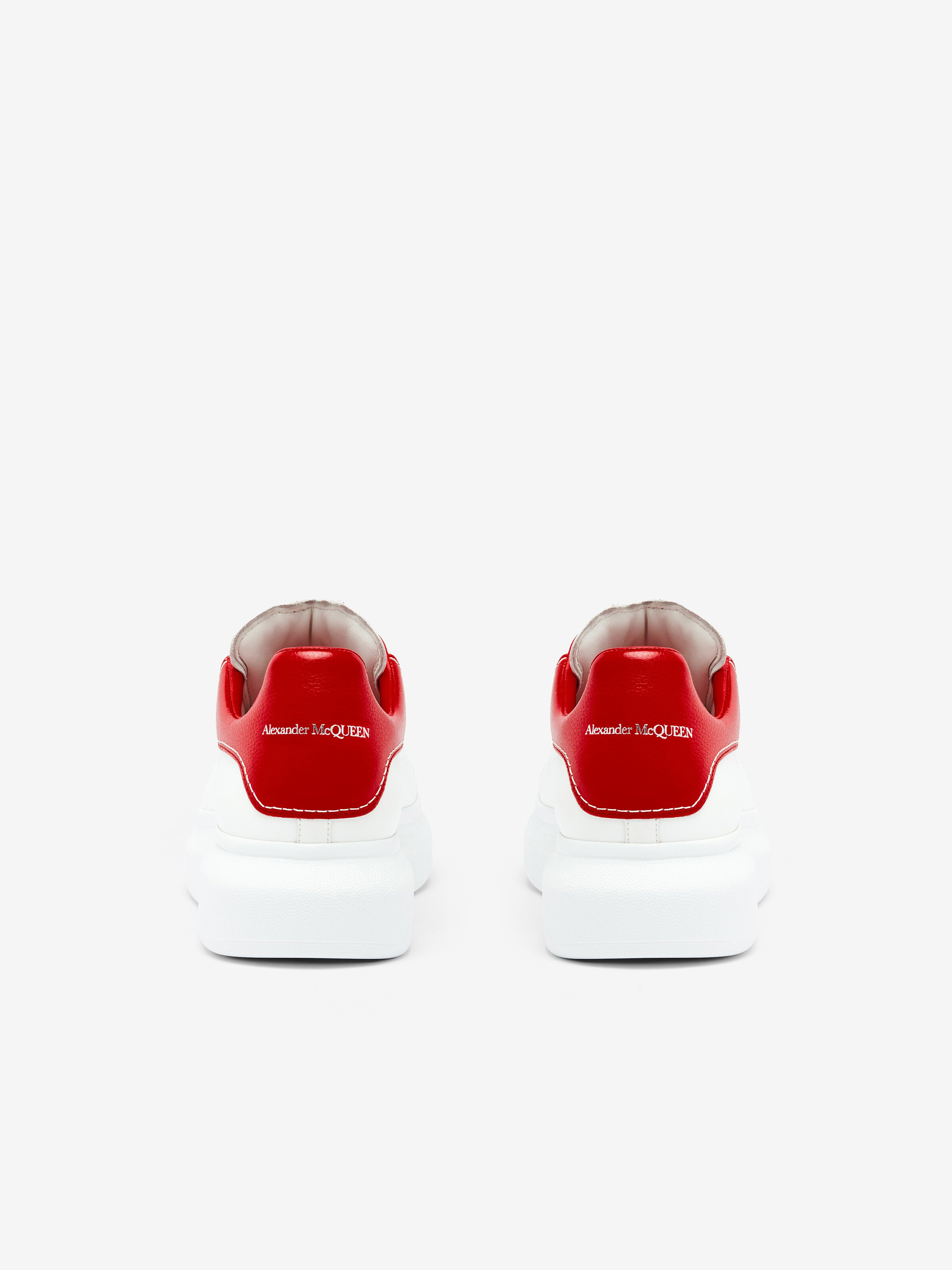 Women's Oversized Sneaker in White/Red in Calf Leather | Alexander McQueen - image 2
