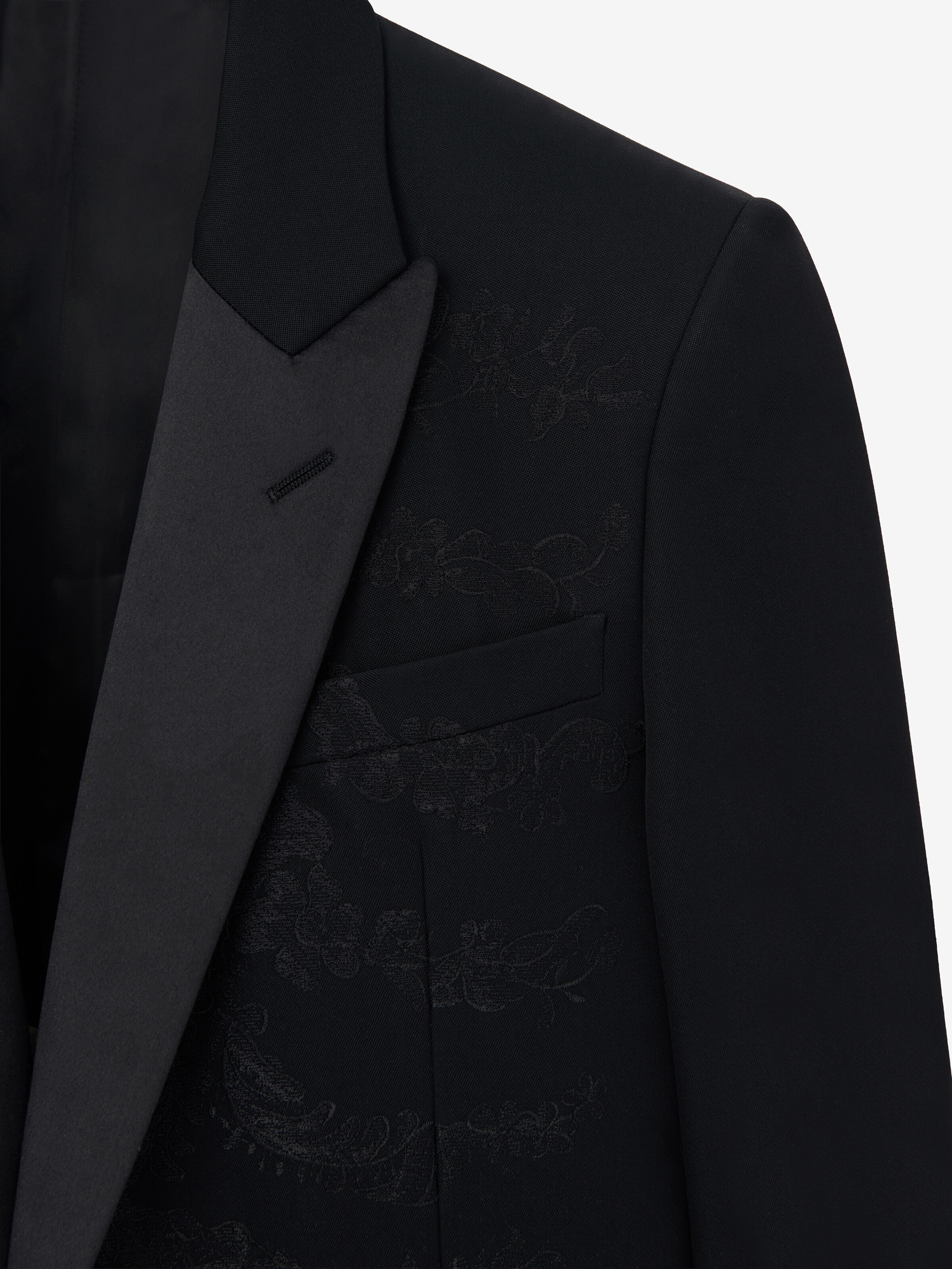 Men's Lace Ribcage Embroidery Single-breasted Jacket in Black in 100% Wool | Alexander McQueen - image 5